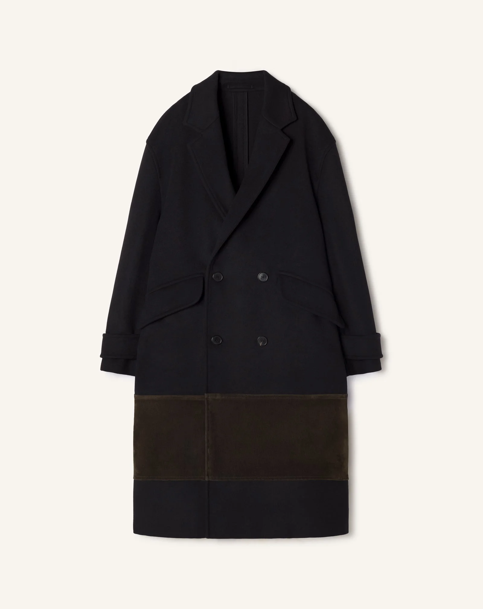 DOUBLE-BREASTED COAT IN WOOL AND VELVET - 1