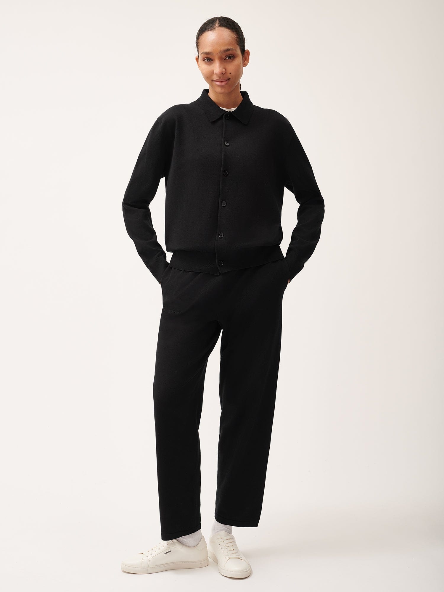 Womens DNA Knitted Collared Shirt - Black - 2