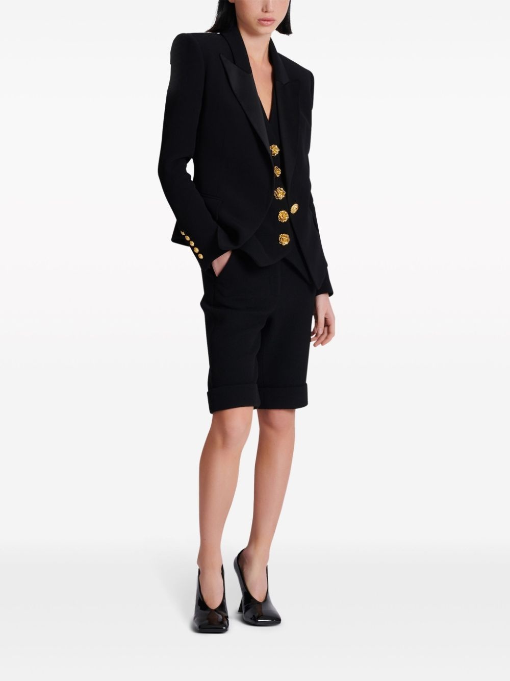 satin-lapel single-breasted blazer - 3