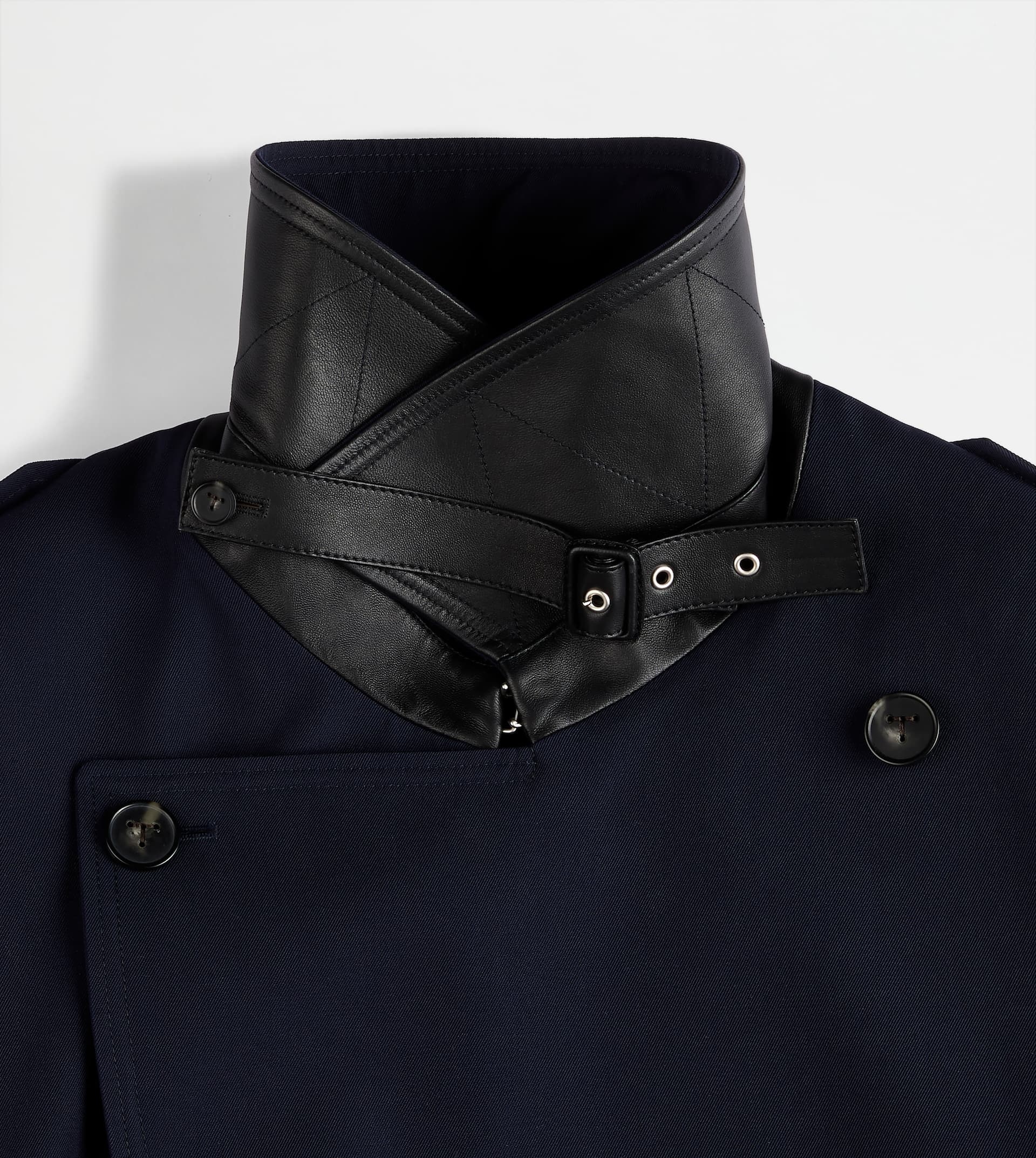 WOOL BLEND SHORT TRENCH COAT - BLUE - 7
