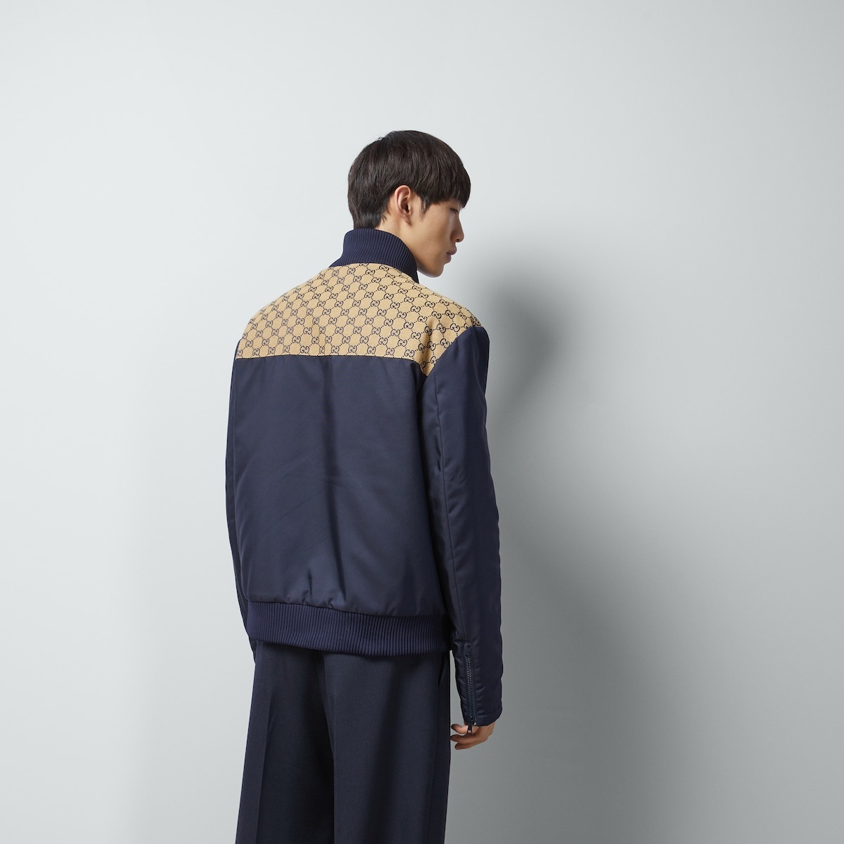 Nylon canvas zip jacket with GG - 6
