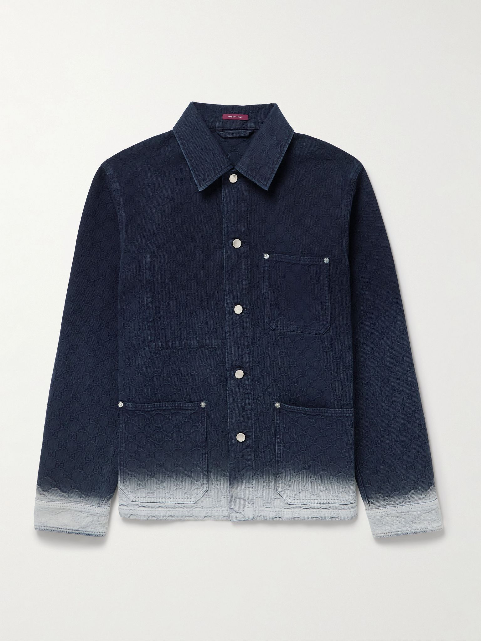 Dégradé Logo-Jacquard Denim Jacket Navy - 1