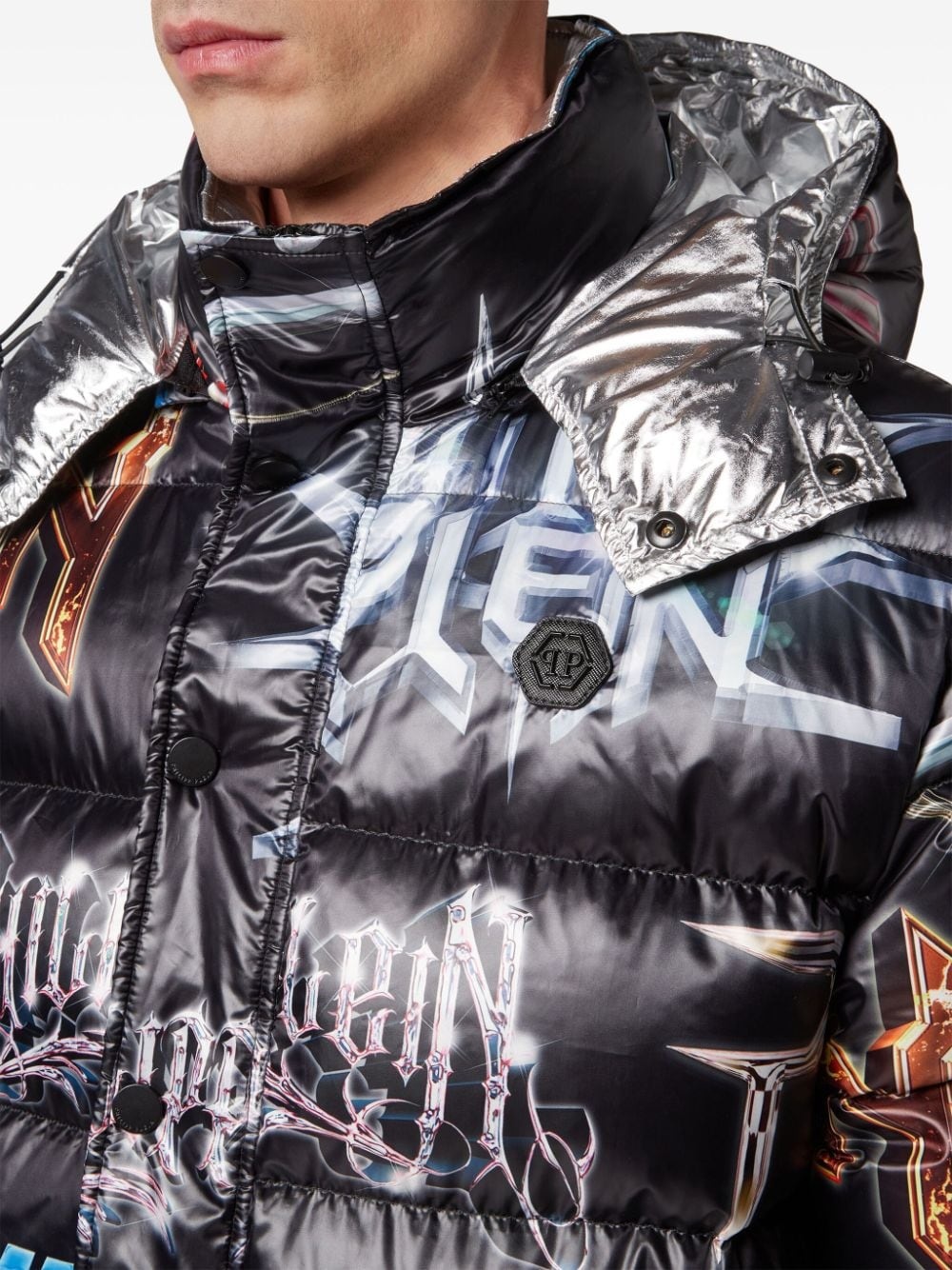 logo-print quilted padded jacket - 5