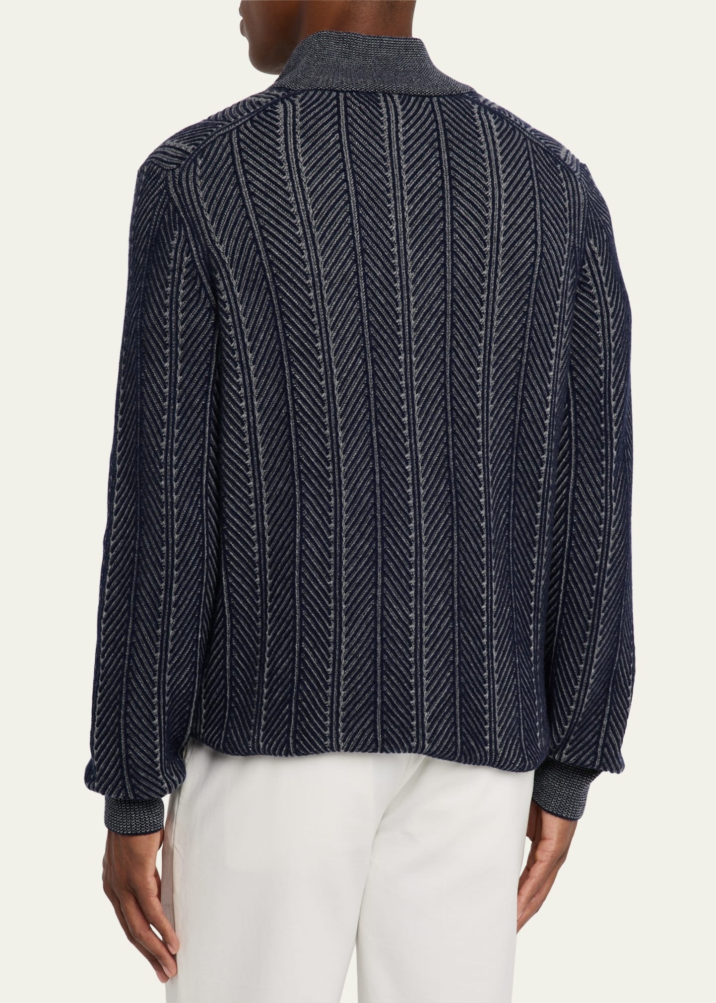 Men's Cashmere Chevron Vanise Quarter-Zip Sweater - 3