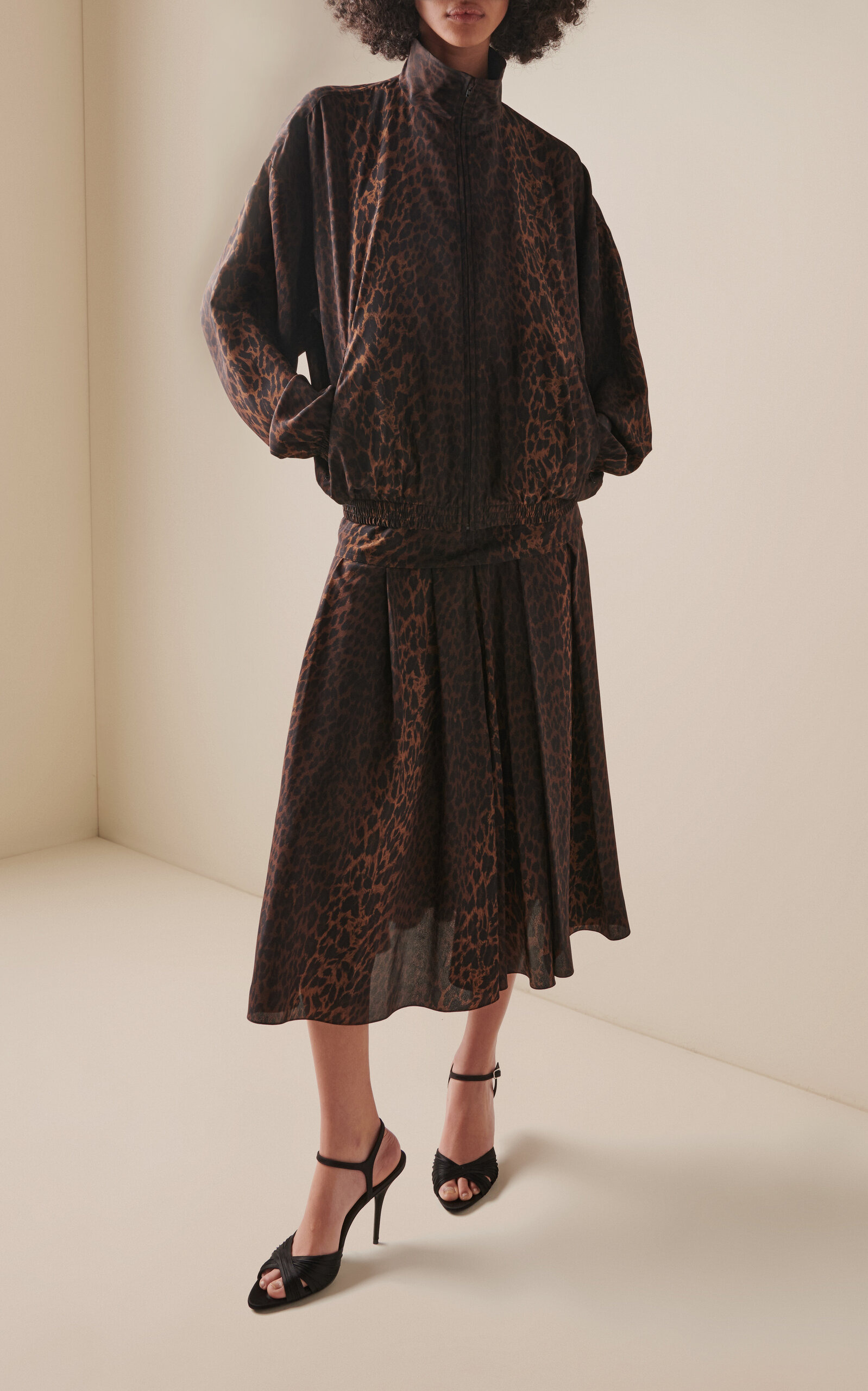 Godet-Panelled Silk-Crepe Midi Skirt brown - 2