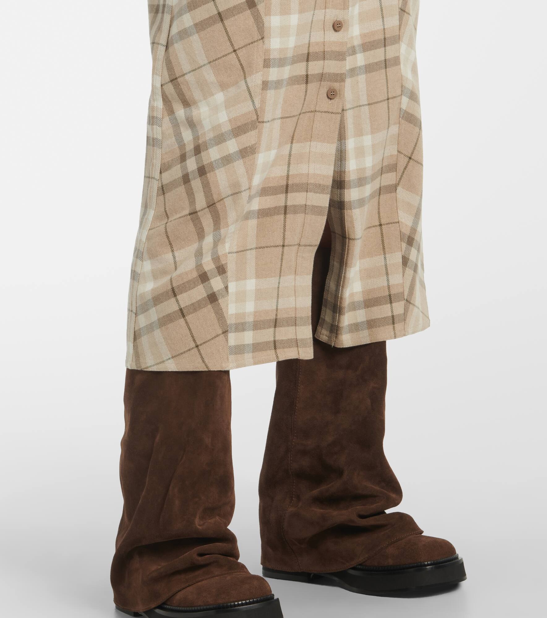 Checked cotton-blend shirt dress - 6