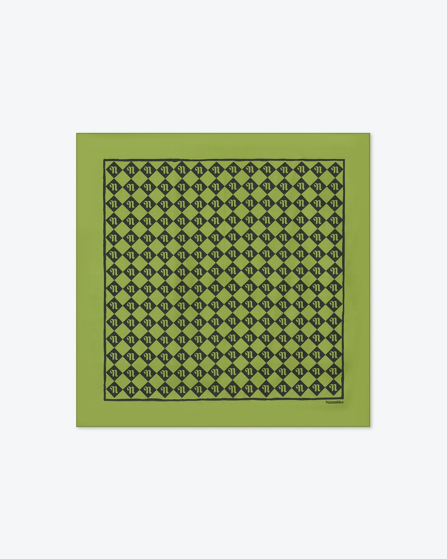 SHOUL - Printed silk scarf - Diamond check green - 1