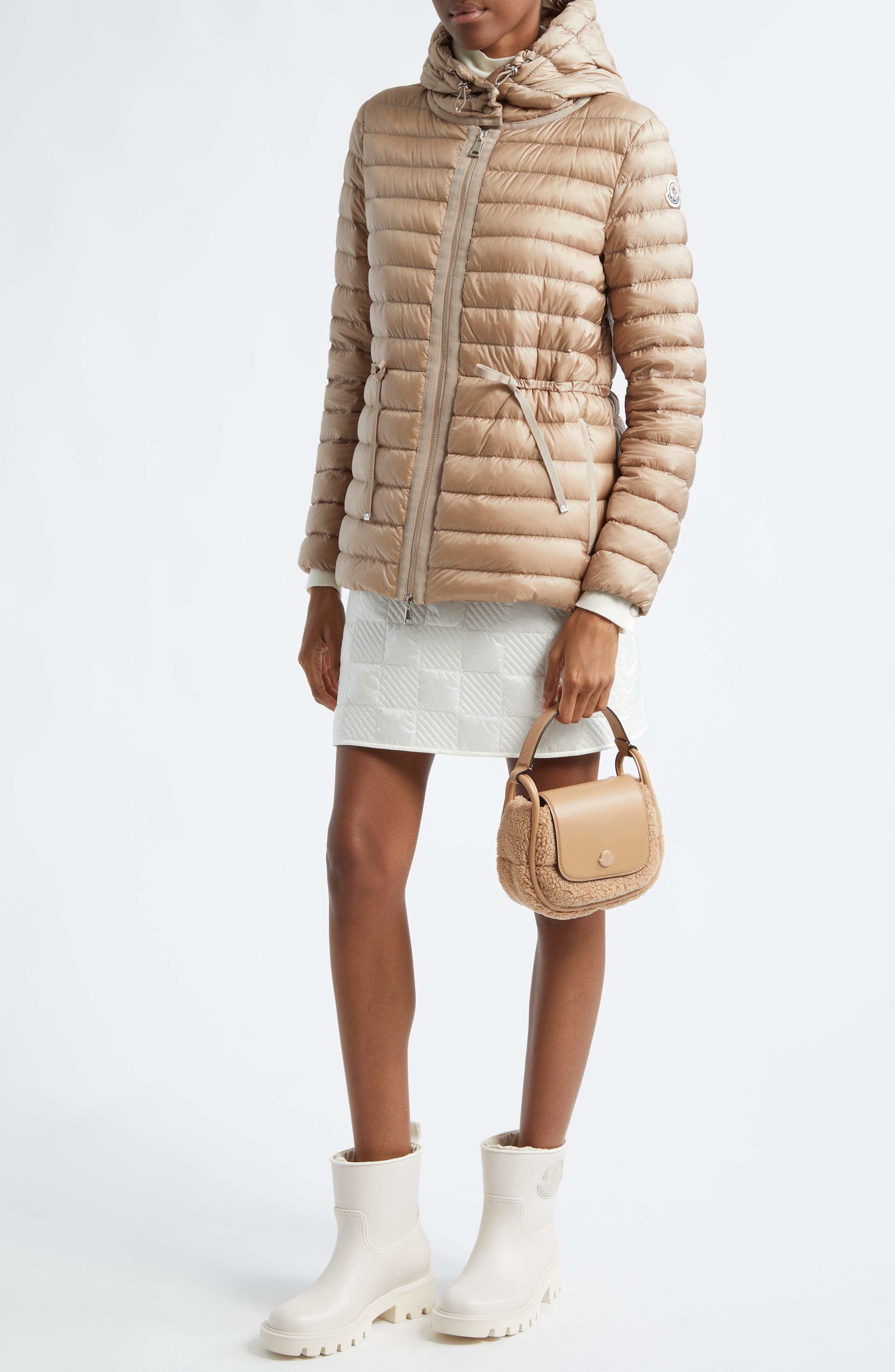 Moncler Mini Tiarna Down Faux Shearling & Leather Handbag in Beige at Nordstrom - 3