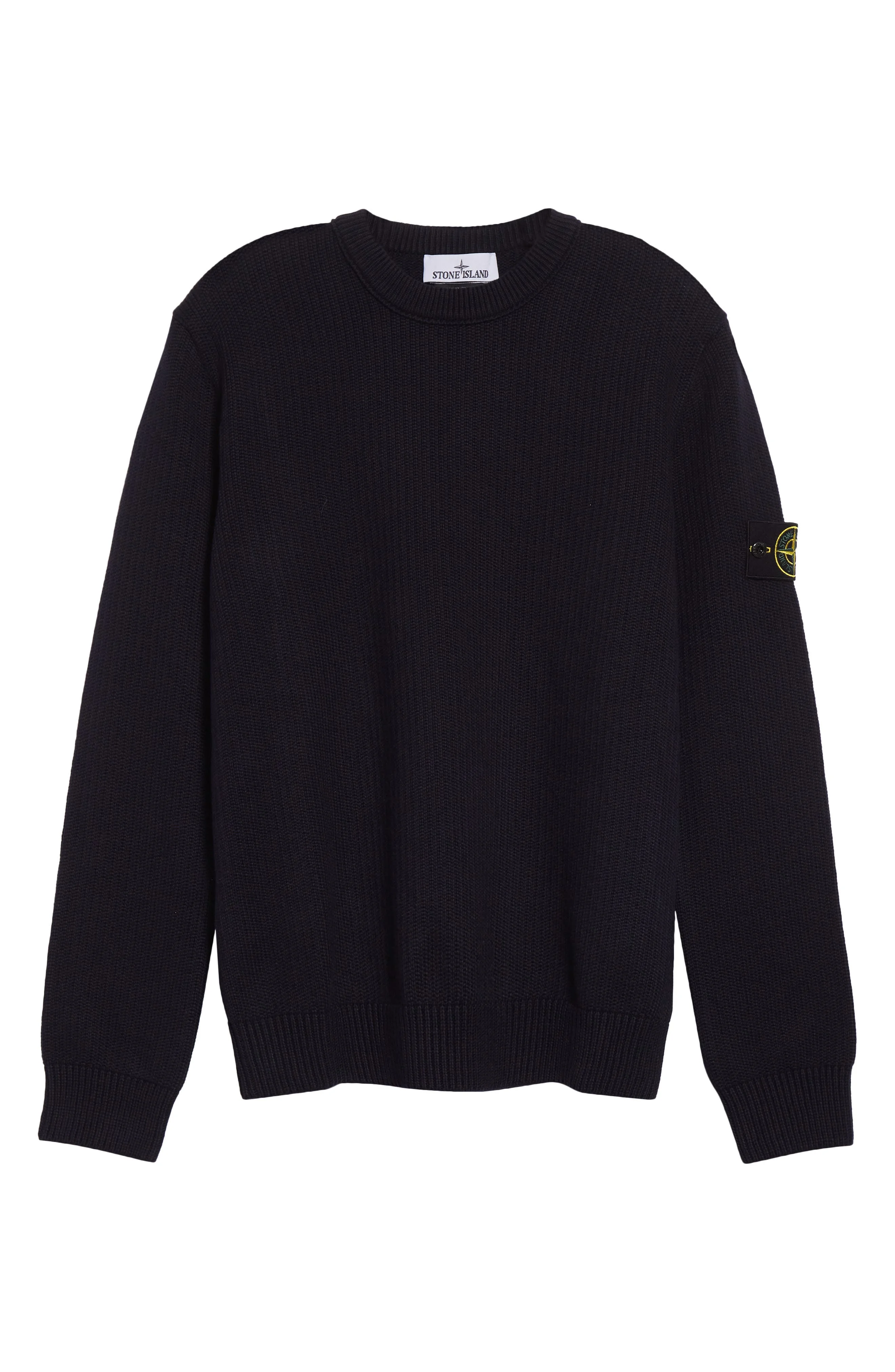 Stone Island Compass Logo Patch Cotton Blend Crewneck Sweater in V0020 Navy Blue at Nordstrom - 1
