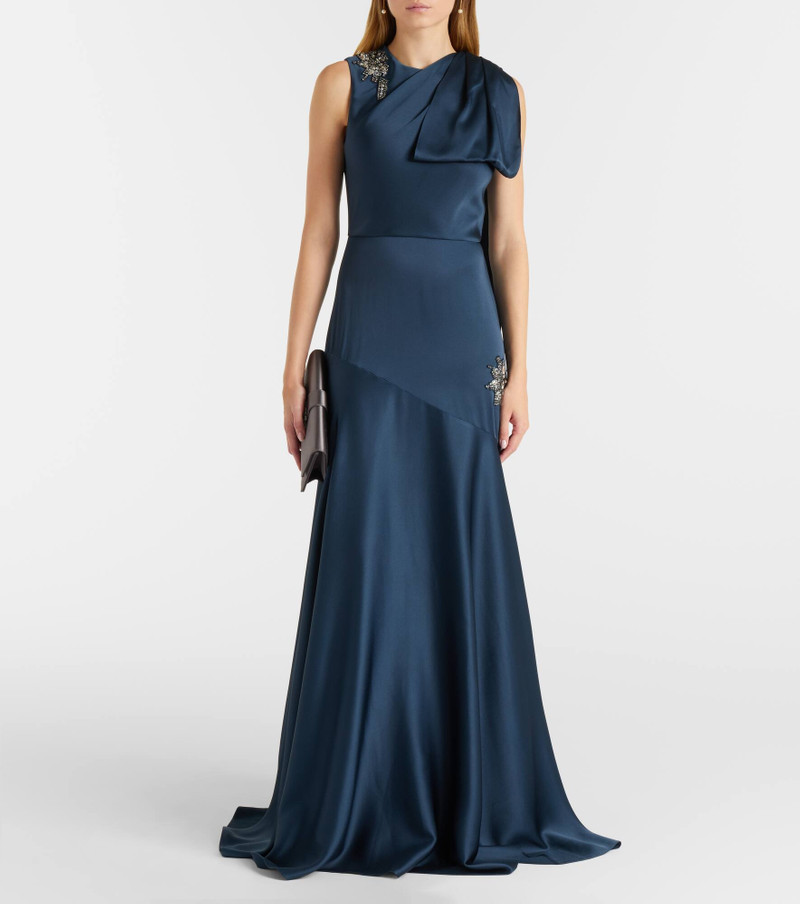 Erdem Embellished scarf-detail satin cady gown outlook