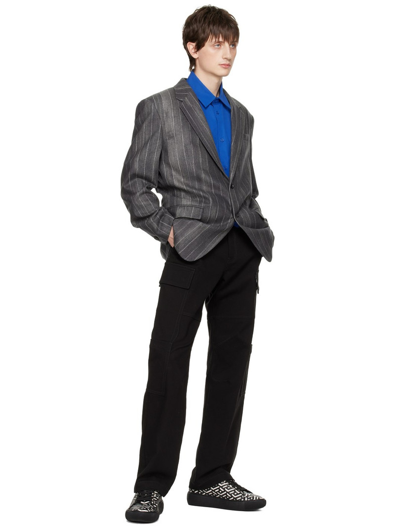 VERSACE Gray Pastel Pinstripe Blazer outlook