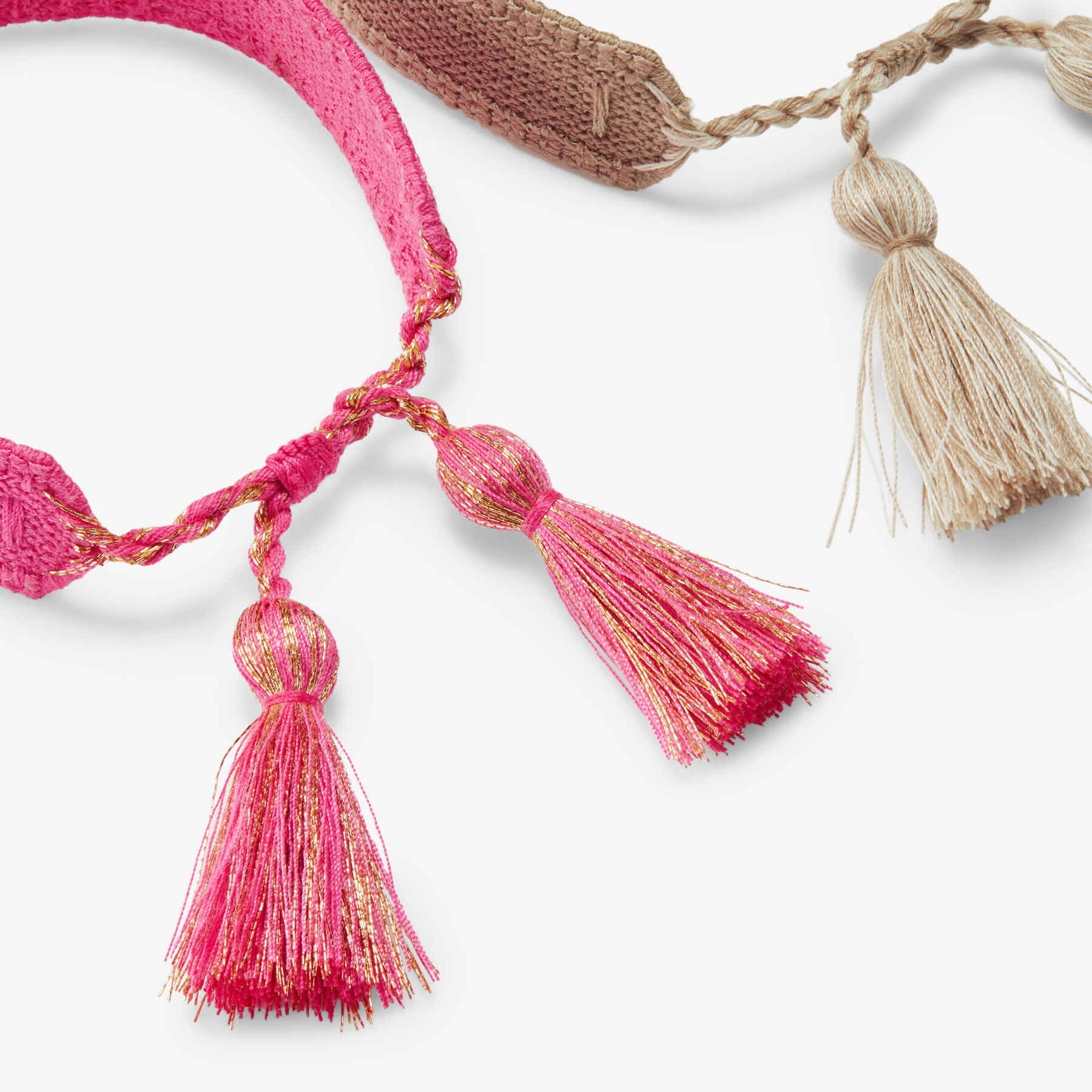 Beach Bracelet Set
Natural and Fuchsia Woven Fabric Bracelet Set - 6