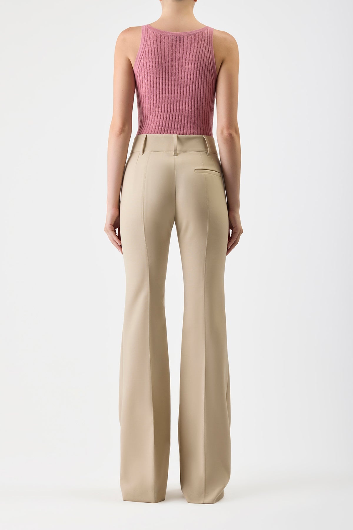 Nevin Pointelle Tank in Rose Quartz Silk Cashmere - 4