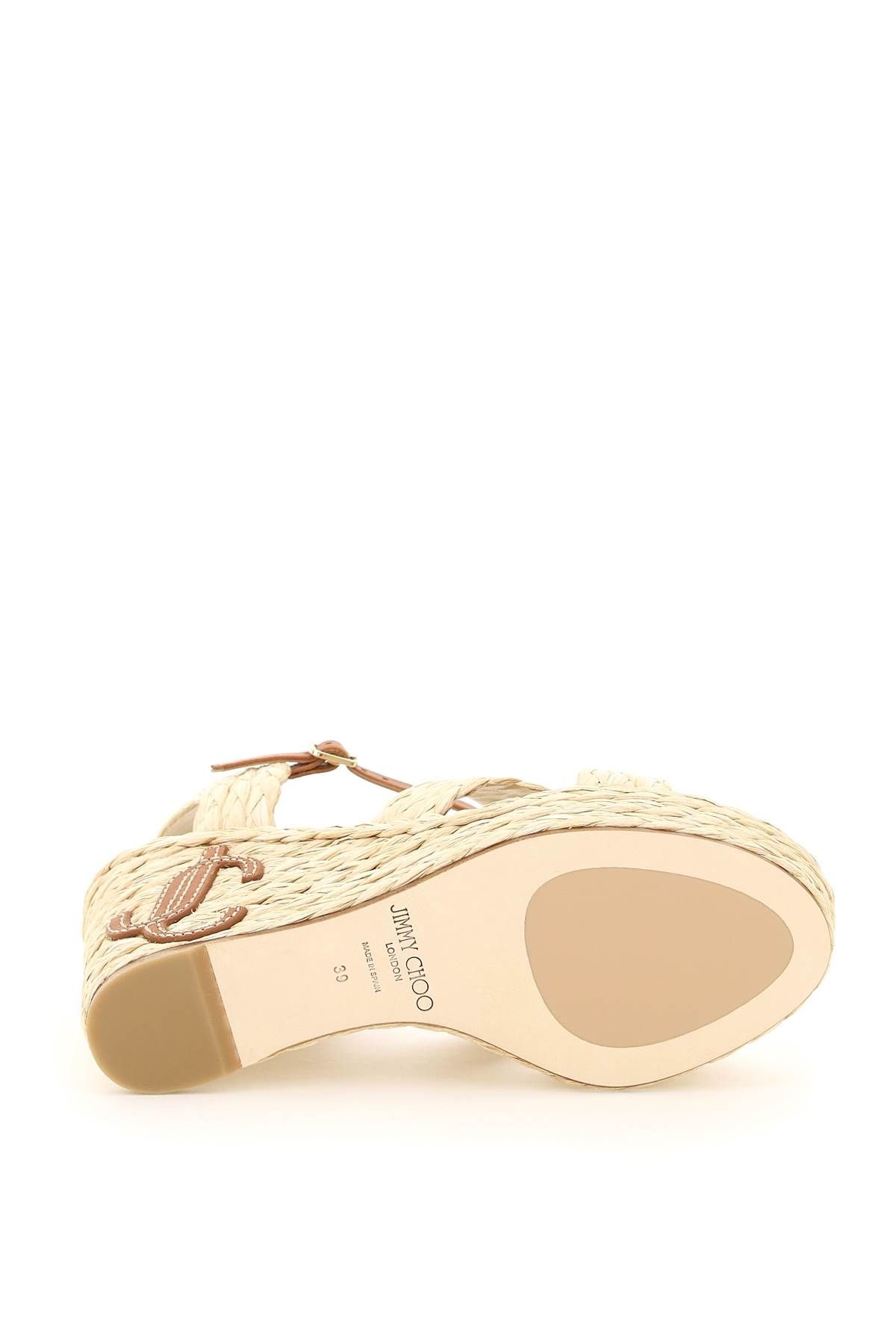 WOVEN RAFFIA DELLENA 100 WEDGE SANDALS - 5