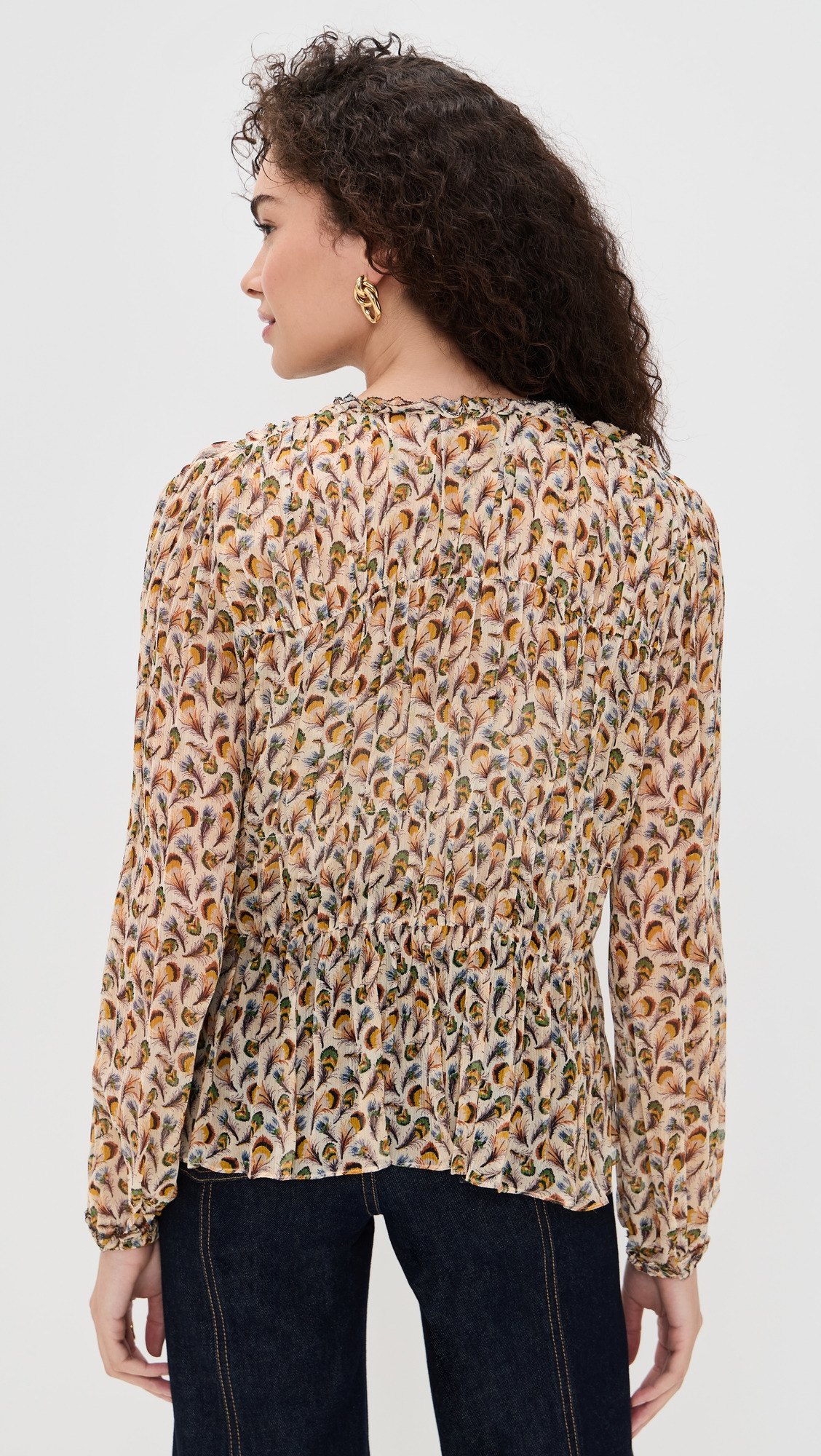 Robbie Silk Long Sleeve Front Tie Blouse - 2