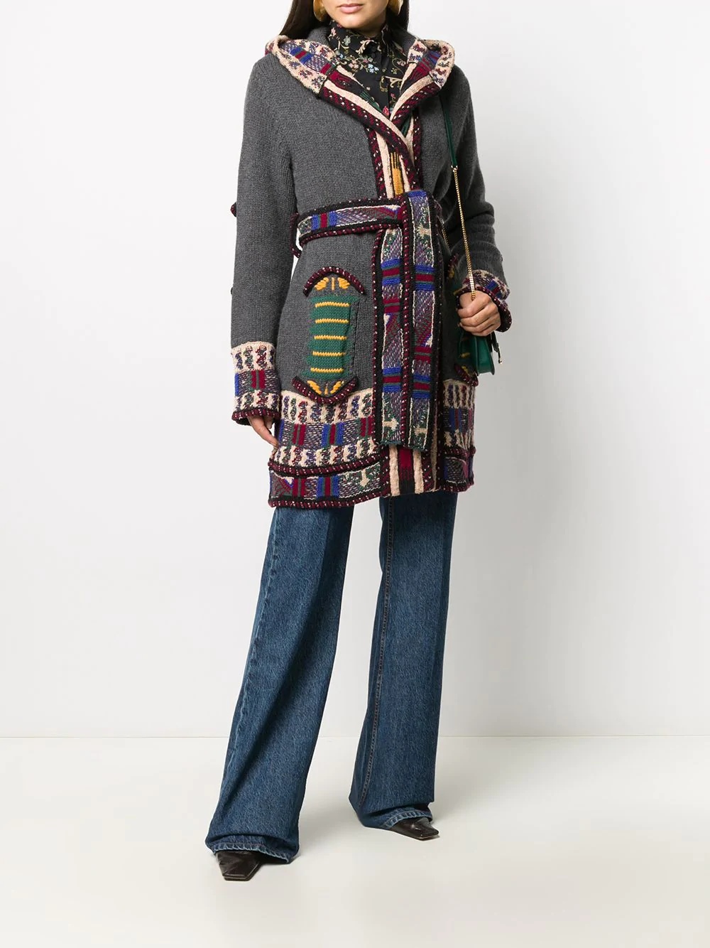 panelled hooded cardigan - 2