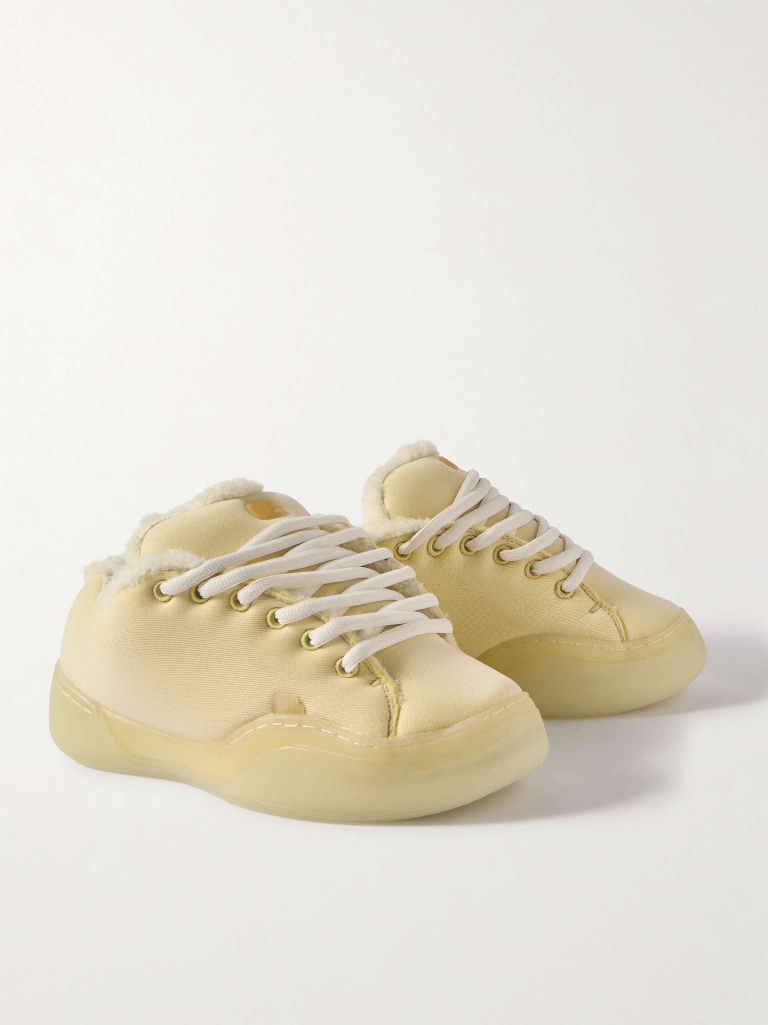 Vamp Faux Shearling-Lined Jersey Sneakers - 4