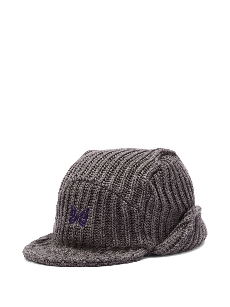 NEEDLES ribbed-knit butterfly beanie outlook