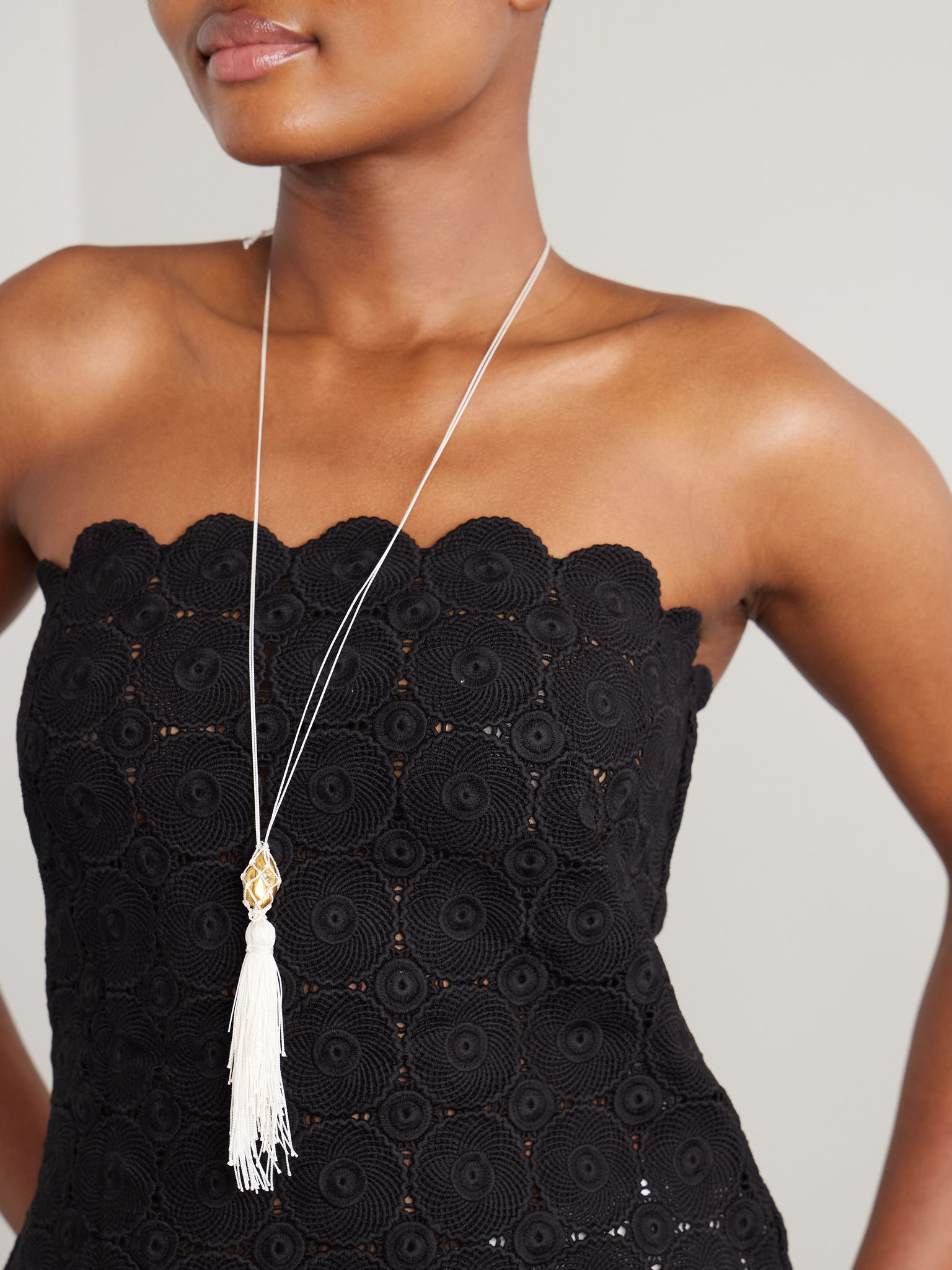 Melody cord and gold-plated necklace Cream - 2