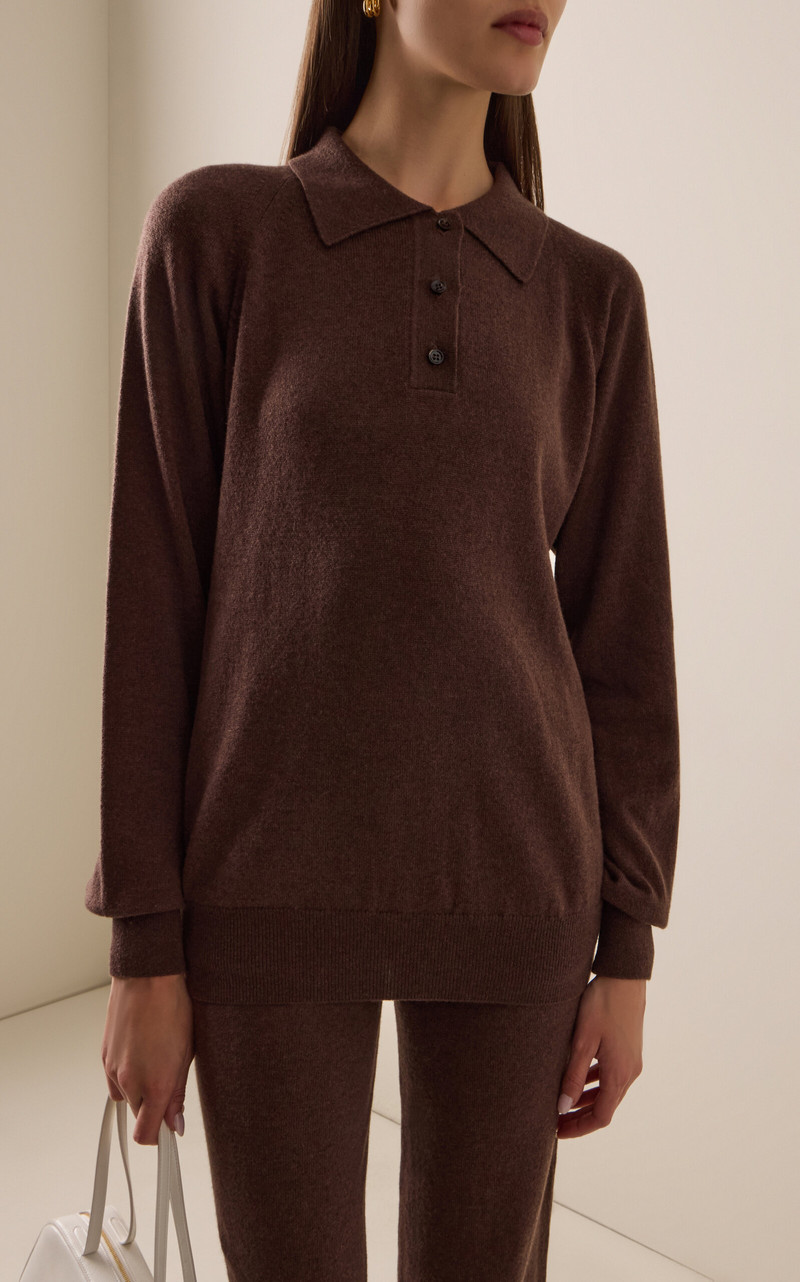 AMIYA Heritage Travel Cashmere Polo Shirt brown outlook