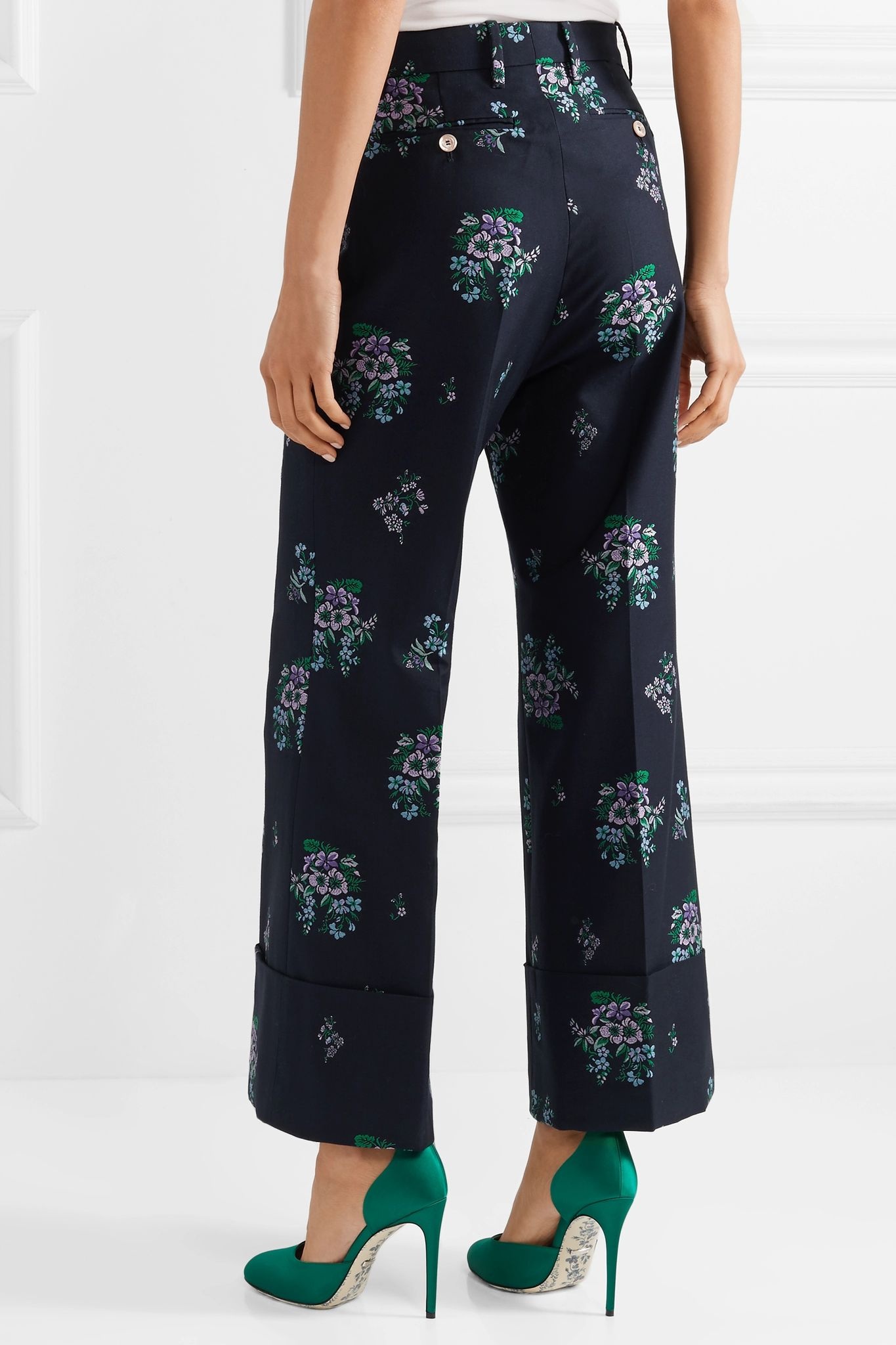 Cotton and wool-blend jacquard wide-leg pants - 4