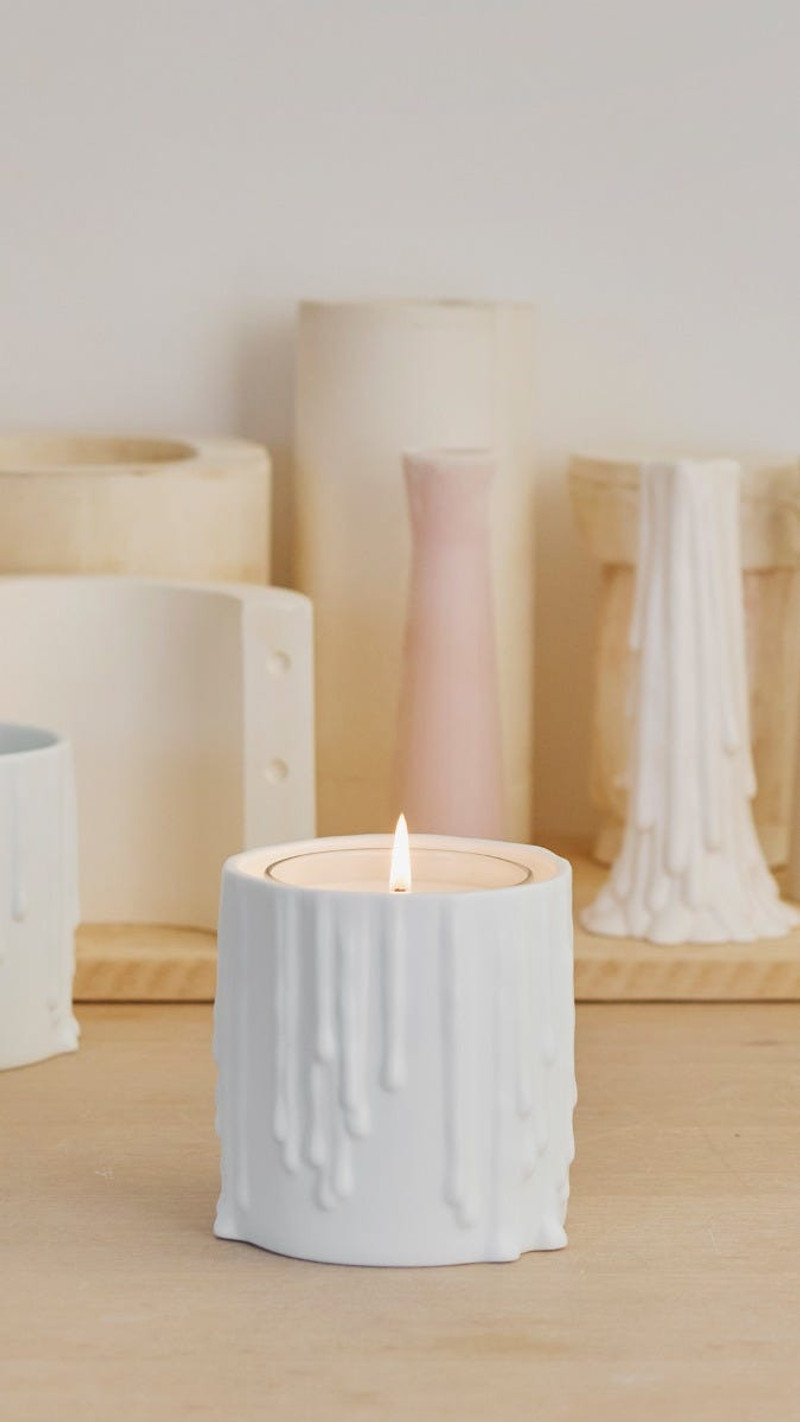 White Melted Wax Candle Holder - For classic candles 4