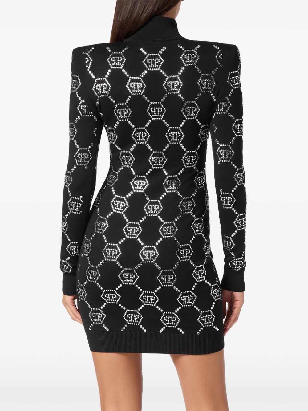 crystal-embellished monogrammed mini dress - 4