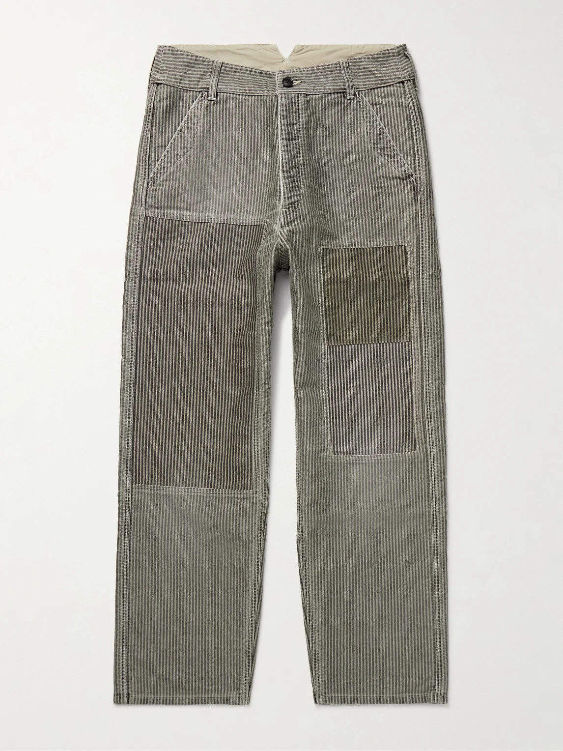 Pastoral Straight-Leg Panelled Striped Cotton-Moleskin Trousers - 1