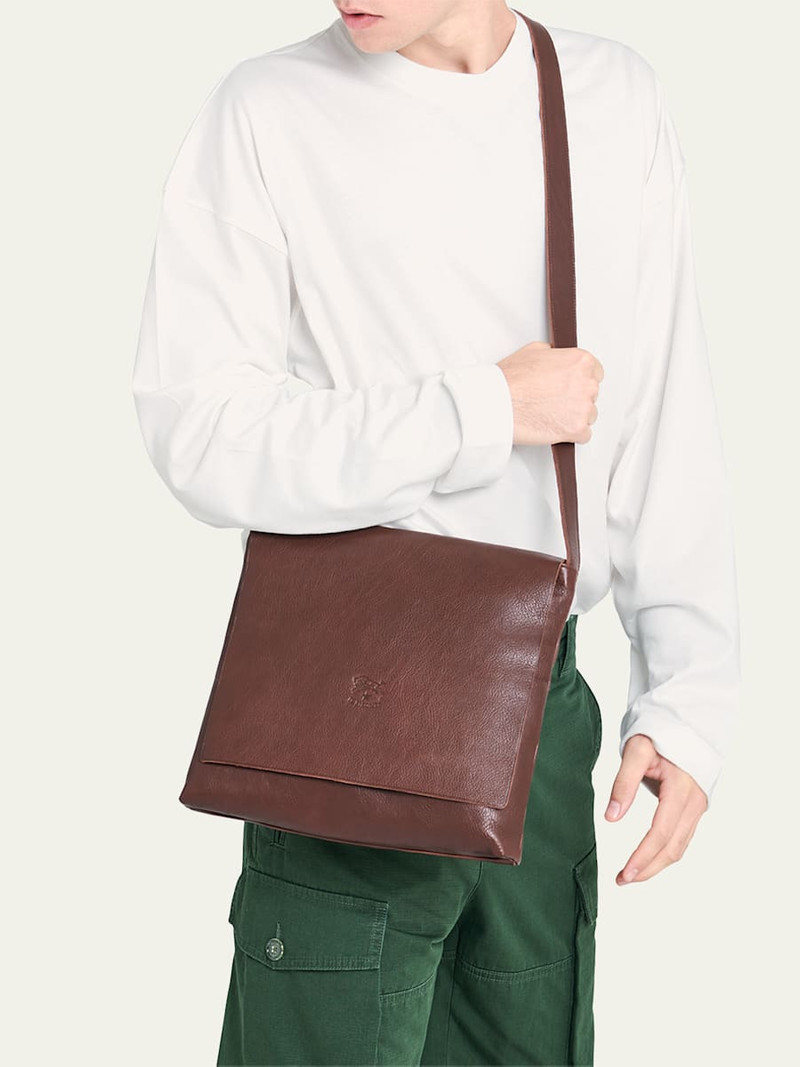 IL BISONTE Unisex Leather Messenger Bag outlook