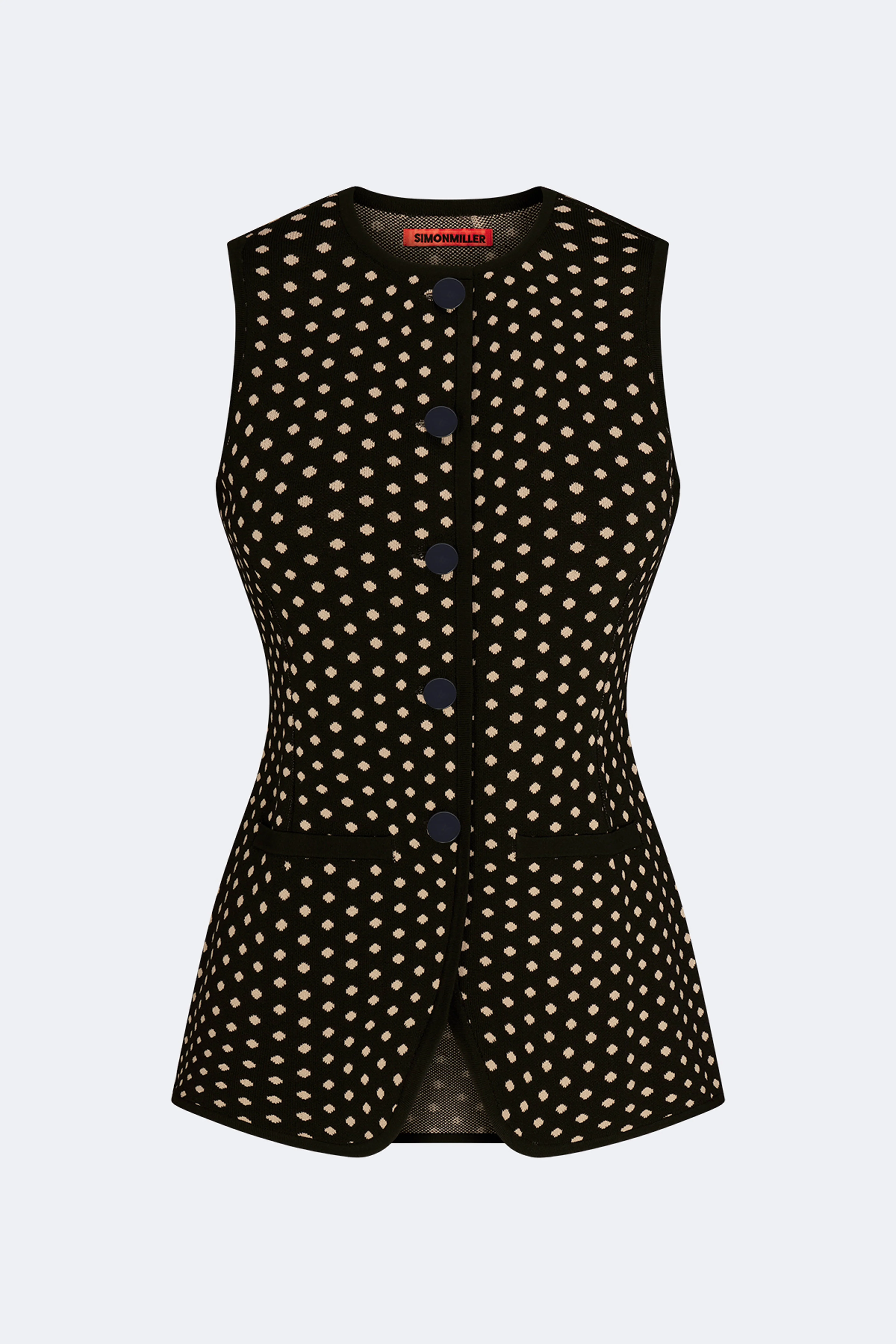 Del Mar Knit Vest In Black/Tan Polka Dot - 1