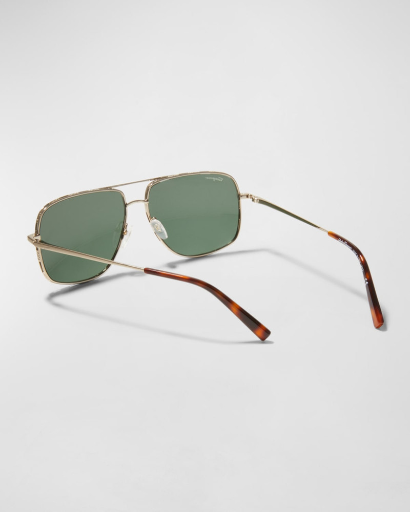 FERRAGAMO Men's Metal Gancini Rim Navigator Aviator Sunglasses outlook