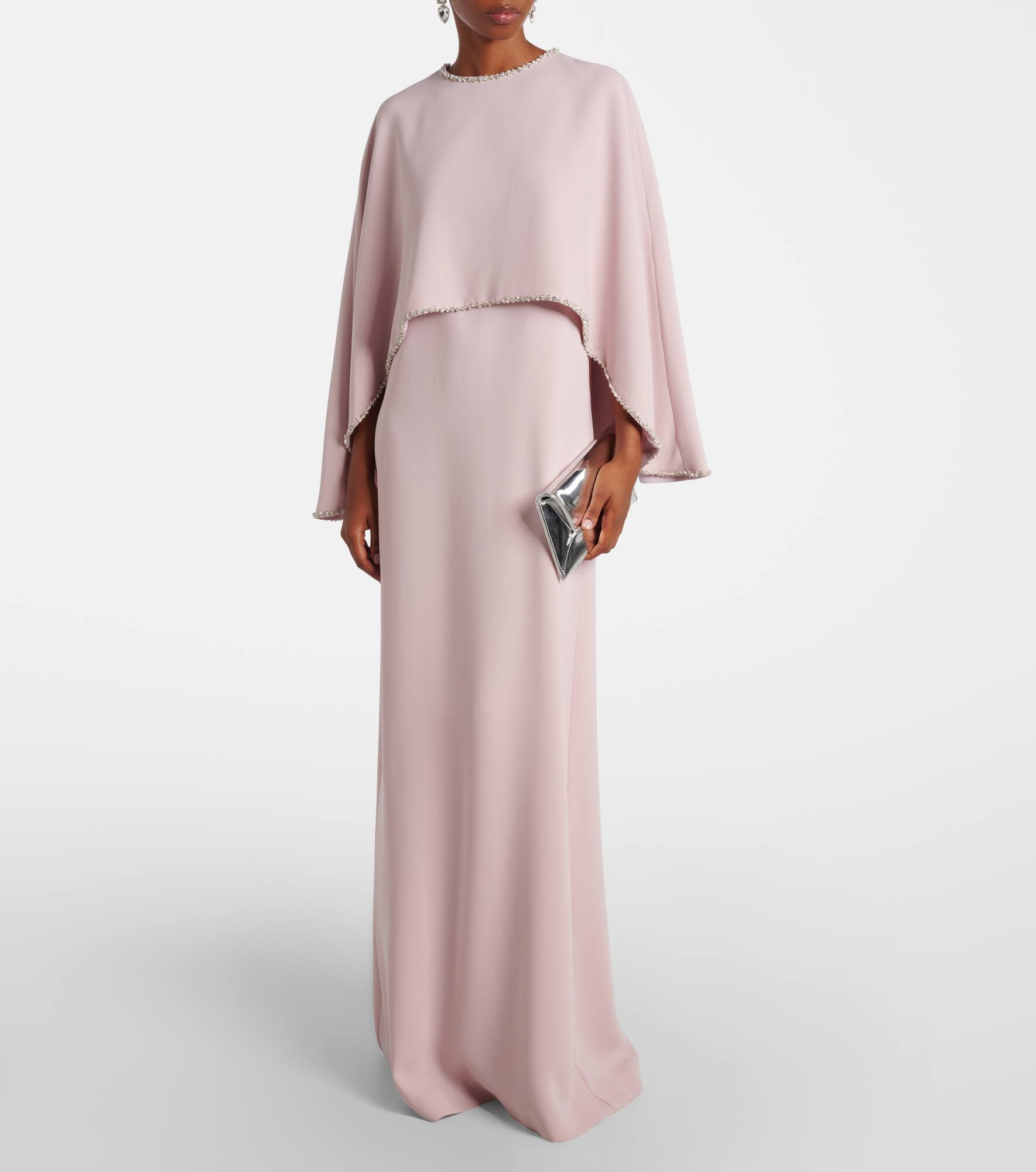 Crystal-embellished caped gown - 2