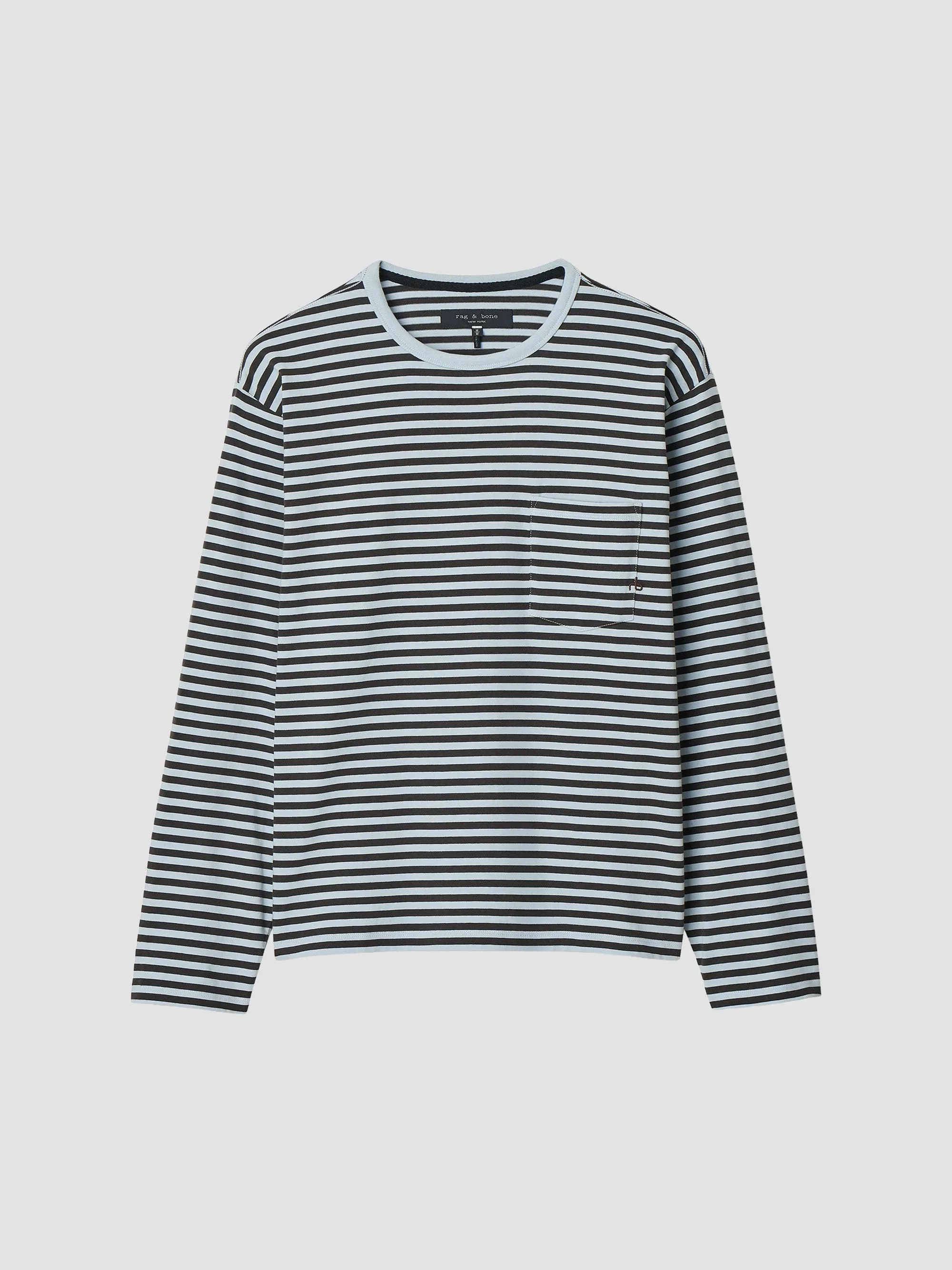 Men's Boxy Stripe Cotton Crewneck T-Shirt - Light Blue Multi - 1