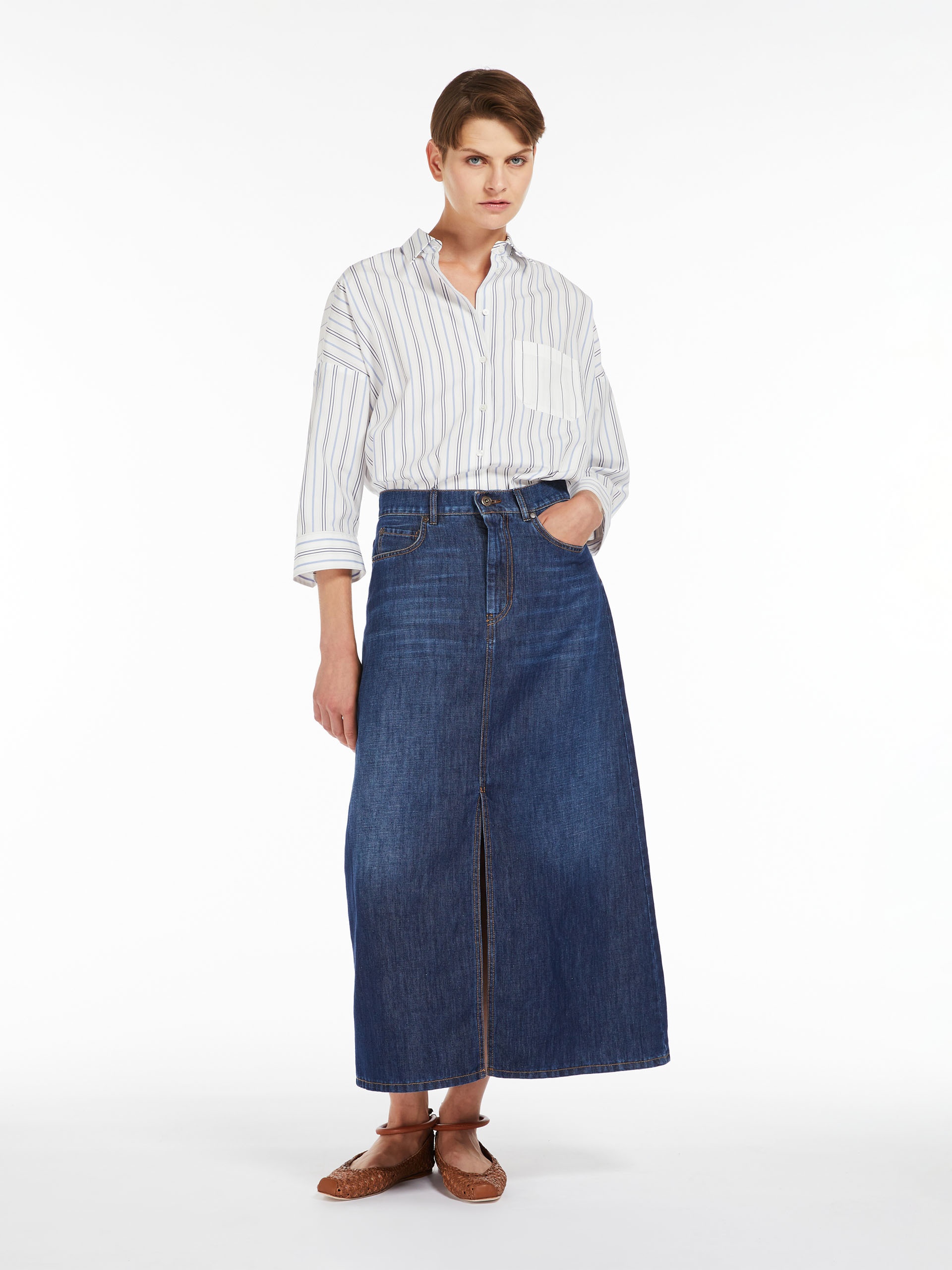 GELADA Cotton denim and linen skirt - 2