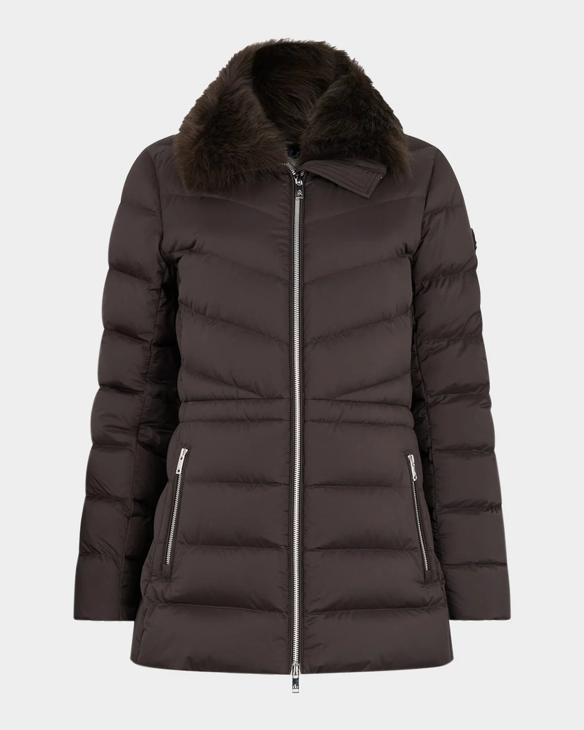 Belle Dune Down Puffer Jacket with Removable Shearling Collar - 1