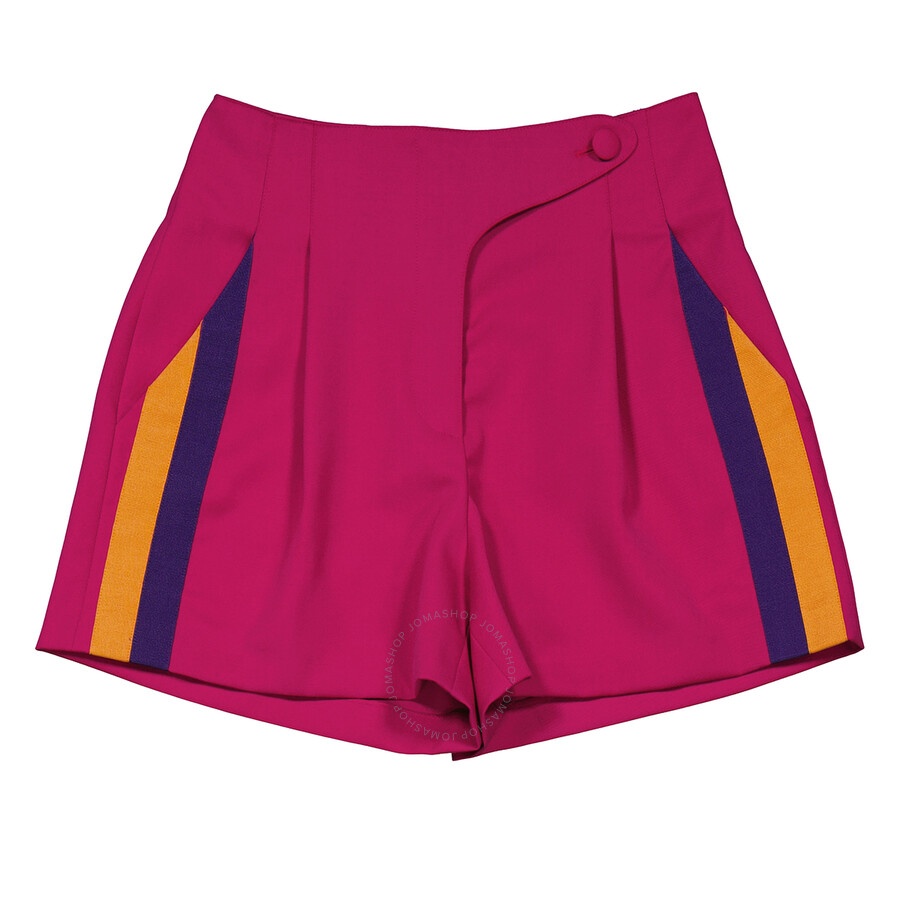 Moschino Fuchsia Side-Band High-Rise Wool Shorts - 5