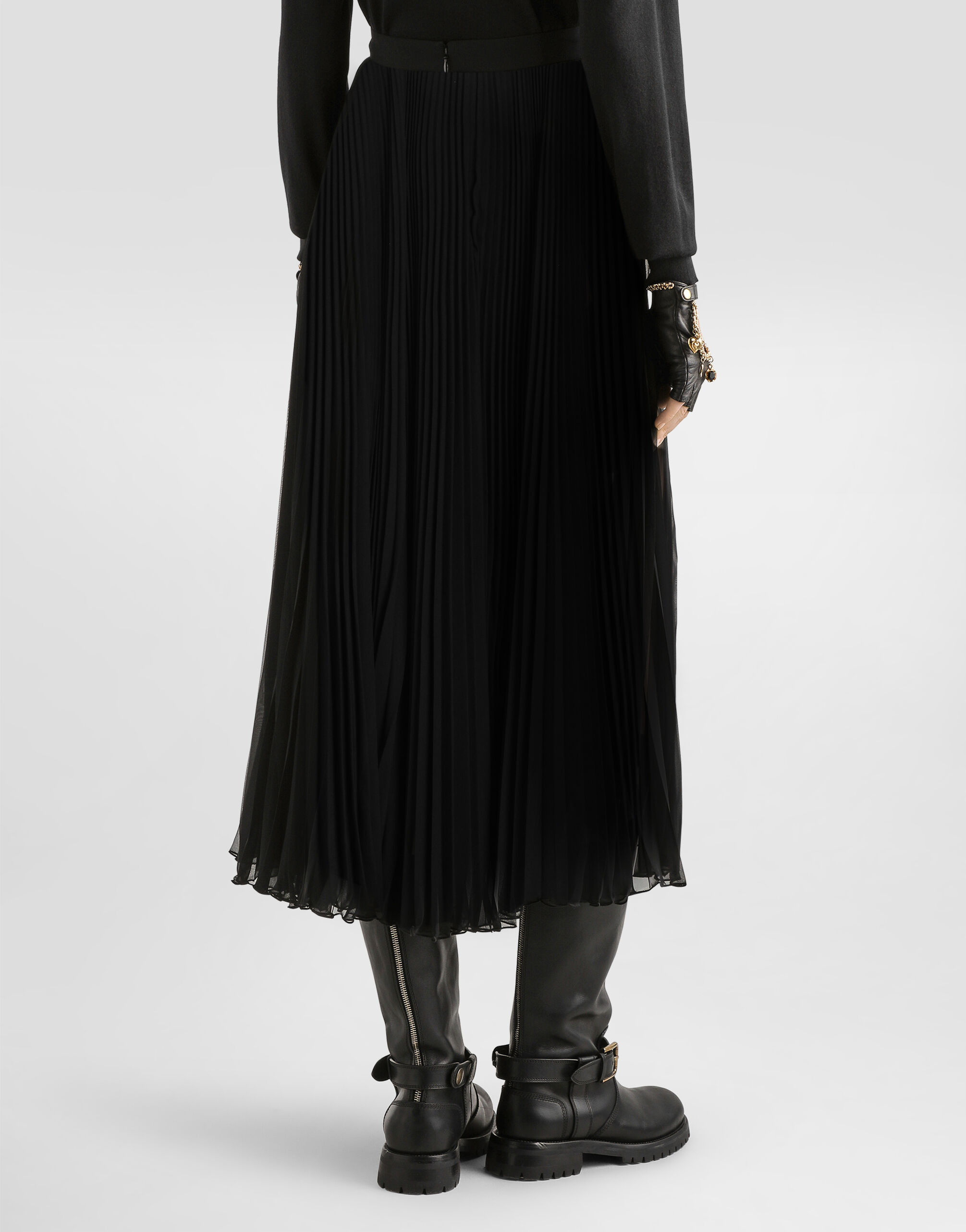Long pleated chiffon skirt - 3