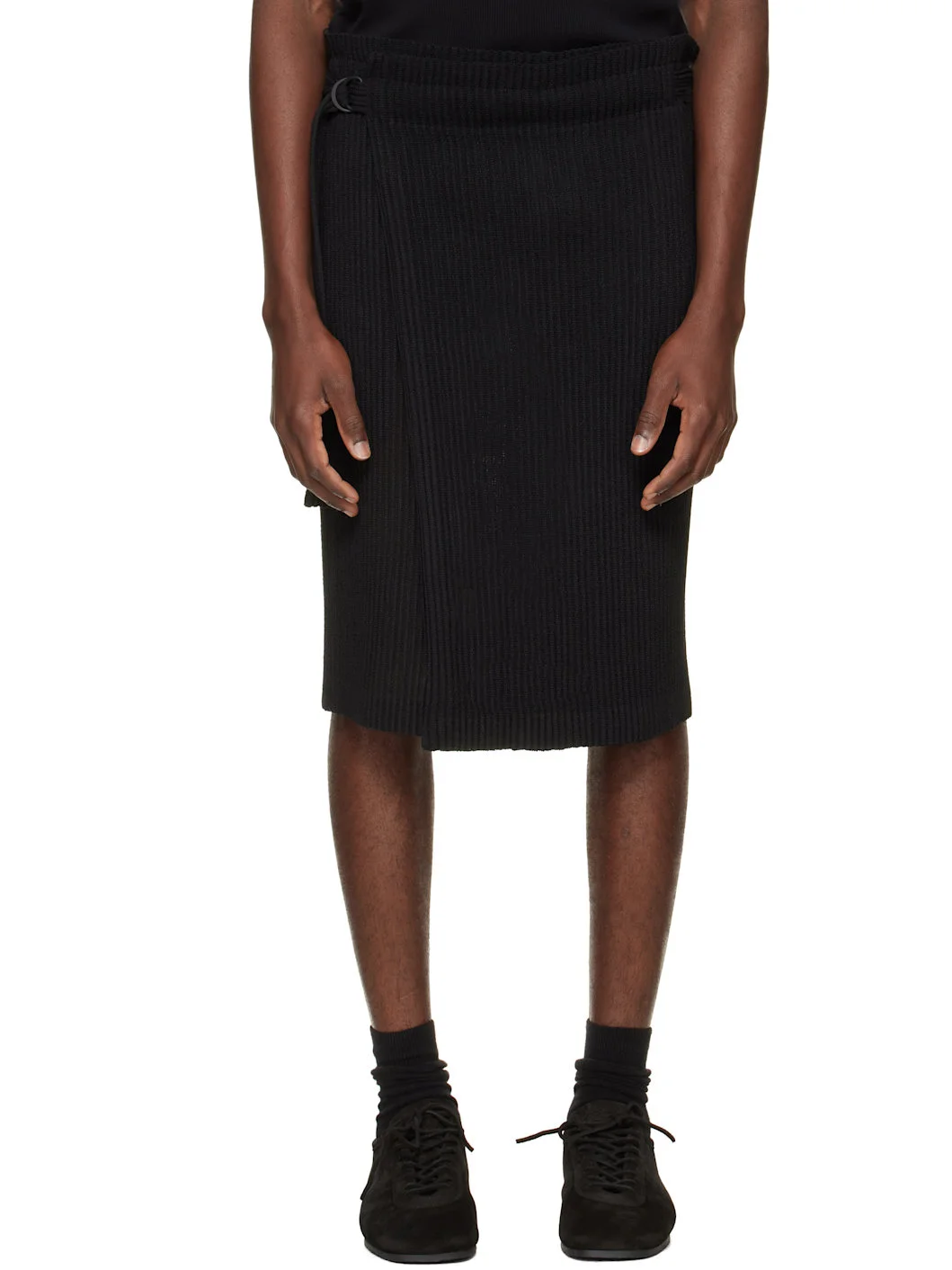 Black Rustic Mesh Midi Skirt - 1