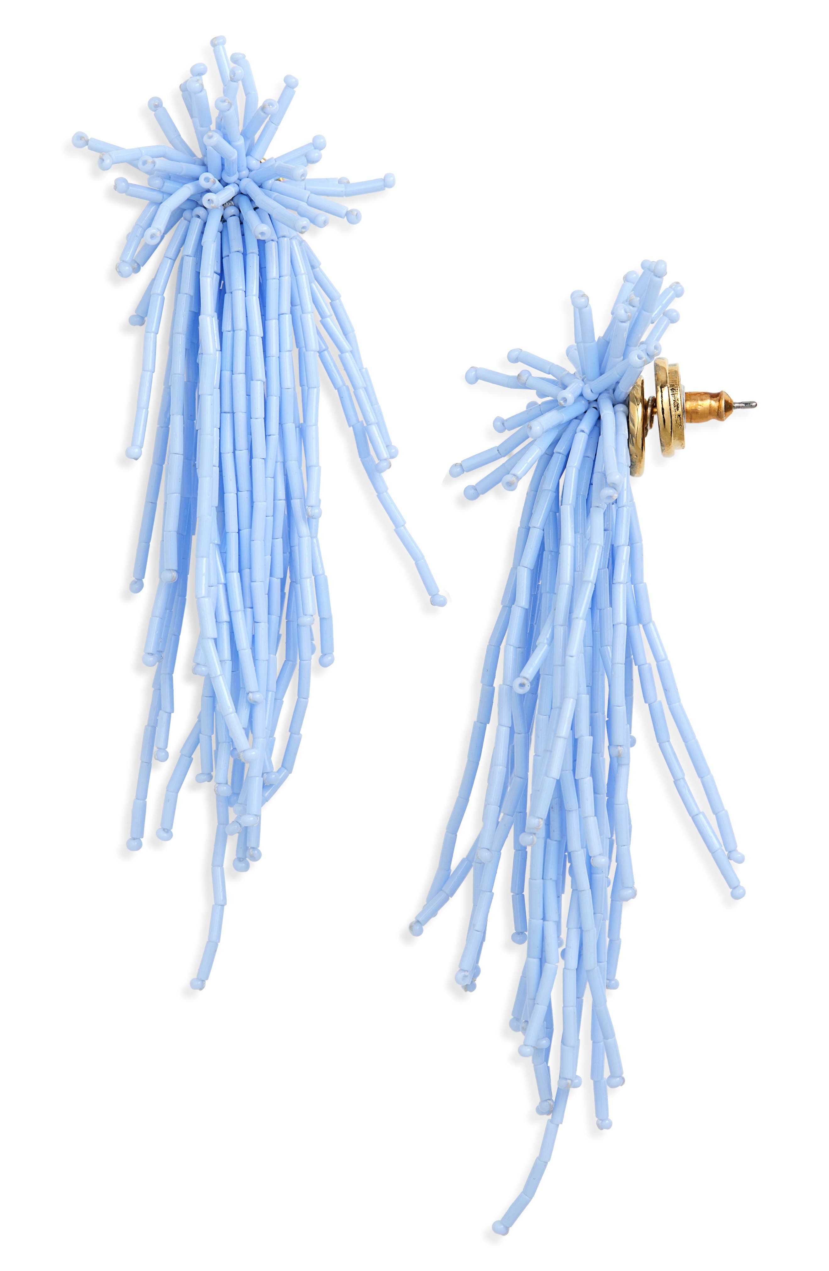 Oscar de la Renta Firework Beaded Tassel Earrings in Denim Blue at Nordstrom - 1
