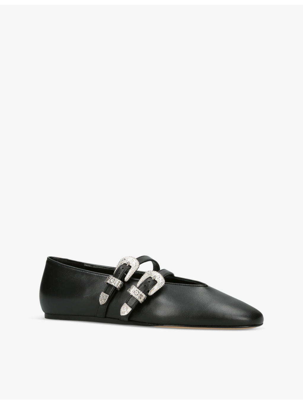 Claudia double-strap leather flats - 3