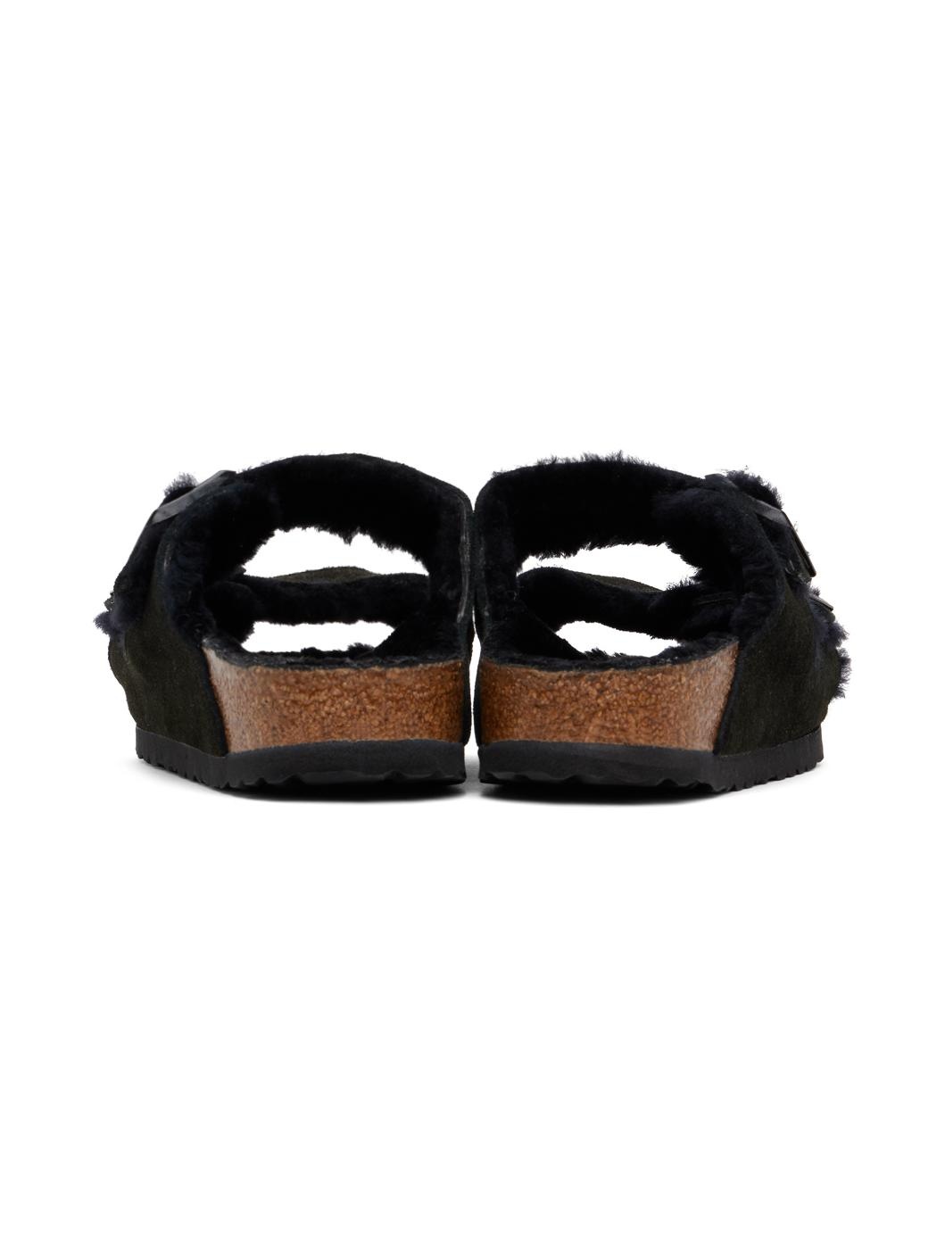 Black Narrow Arizona Shearling Sandals - 2