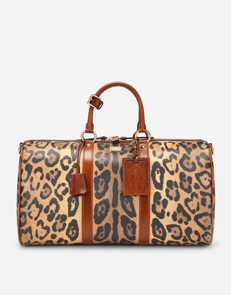 Small travel bag in leopard-print Crespo with branded plate - 1