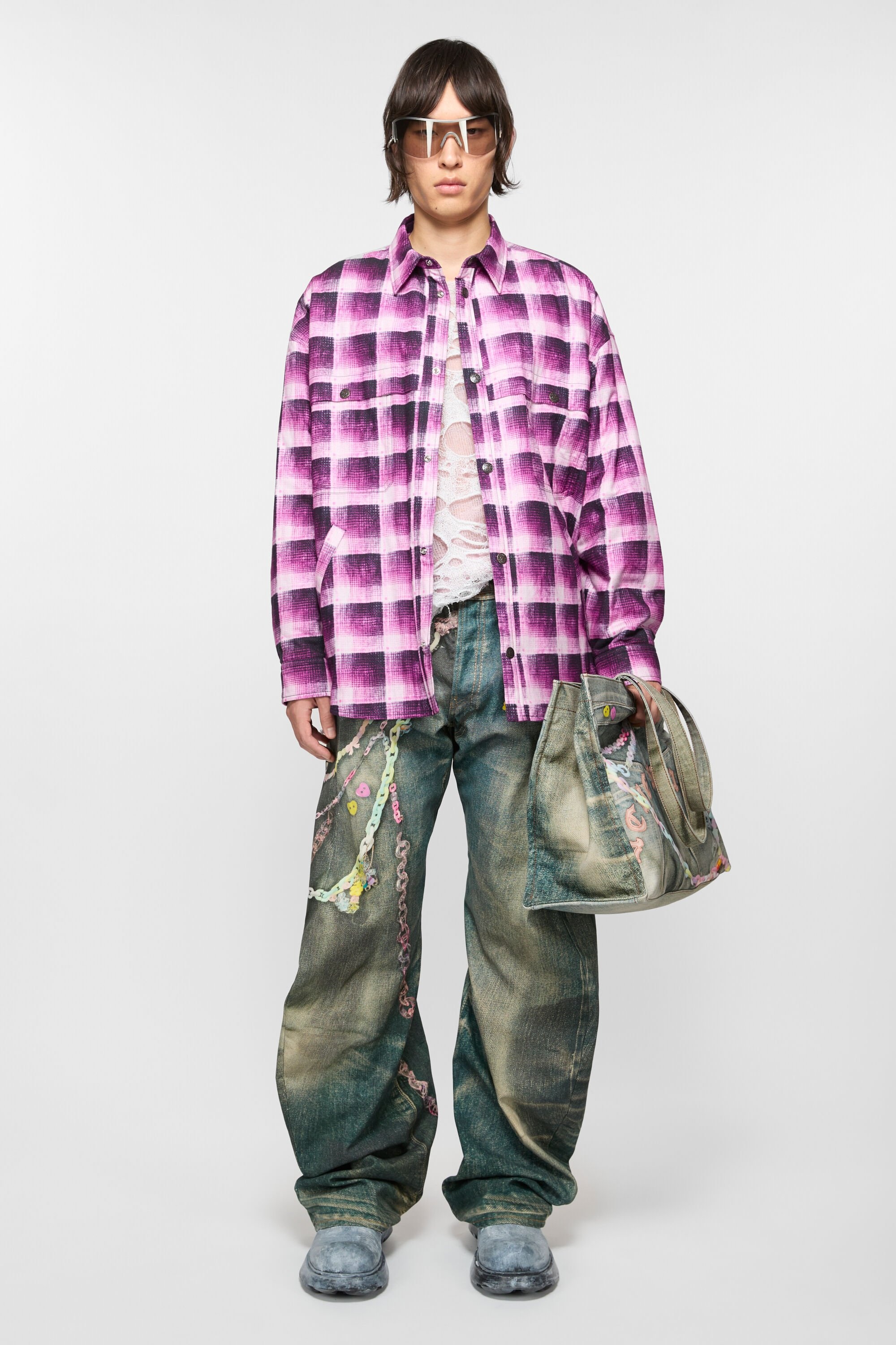 Check button-up shirt - Pink - 2
