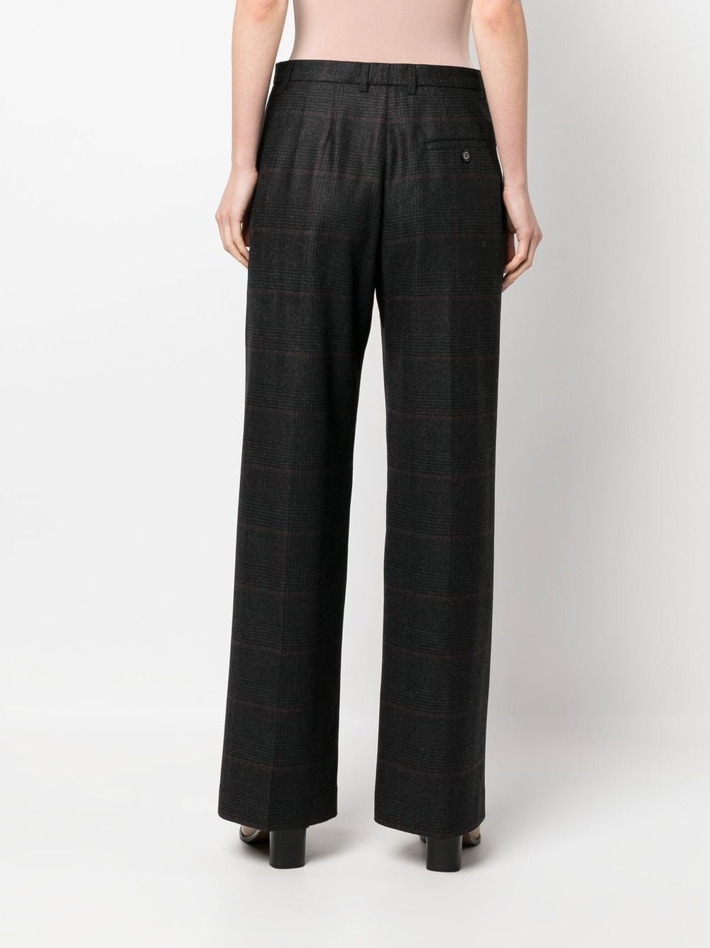 check-pattern wide-leg trousers - 4