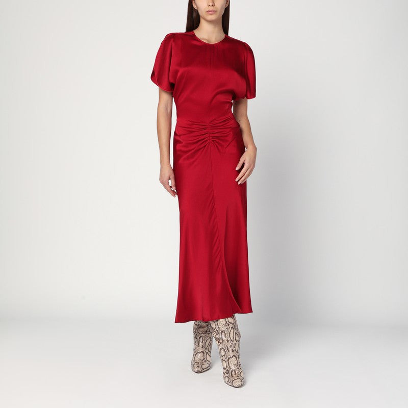 Victoria Beckham Fuchsia Pink Midi Dress With Gathered Waist Women - 1