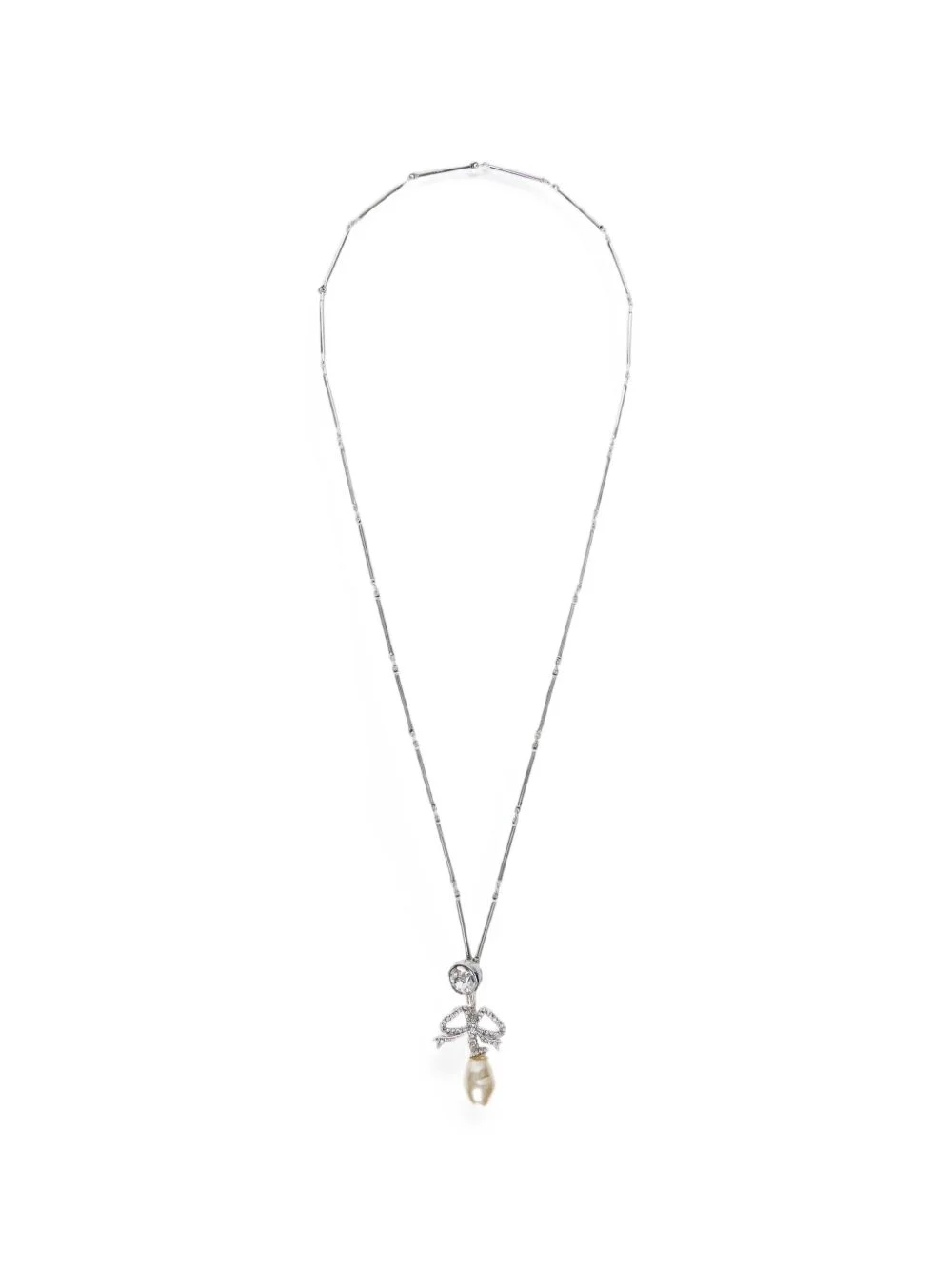 pearl-bow pendant necklace - 1