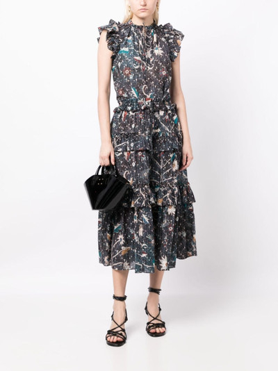 ULLA JOHNSON Josette graphic-print midi skirt outlook