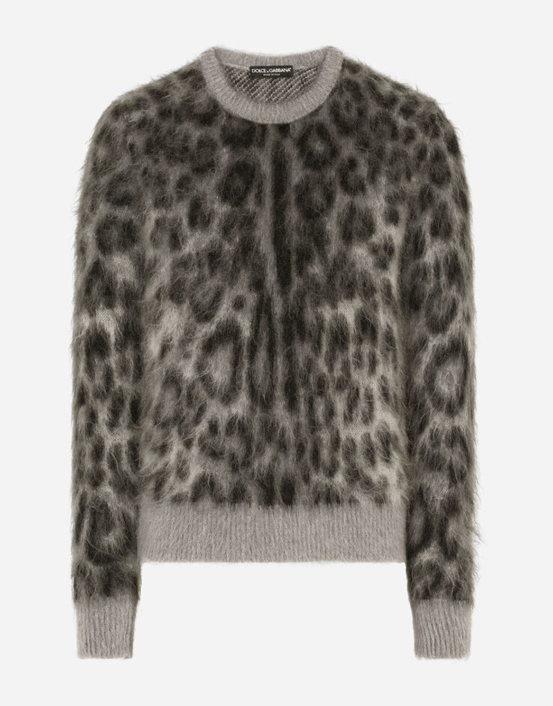모직/모헤어 jacquard 둥근 목 스웨터 leopard 디자인 1
