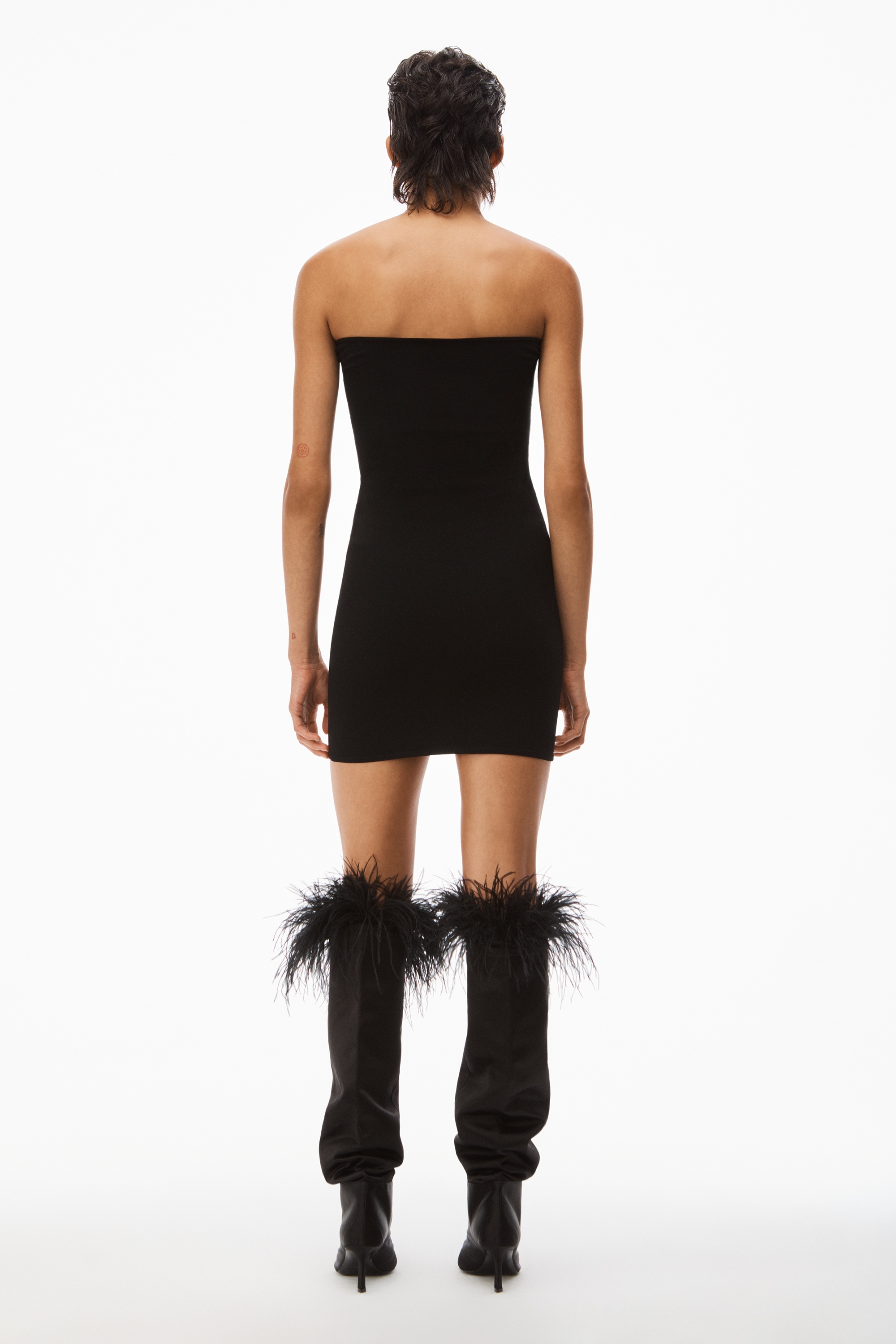 CUT OUT MINI DRESS IN COMPACT VISCOSE - 4