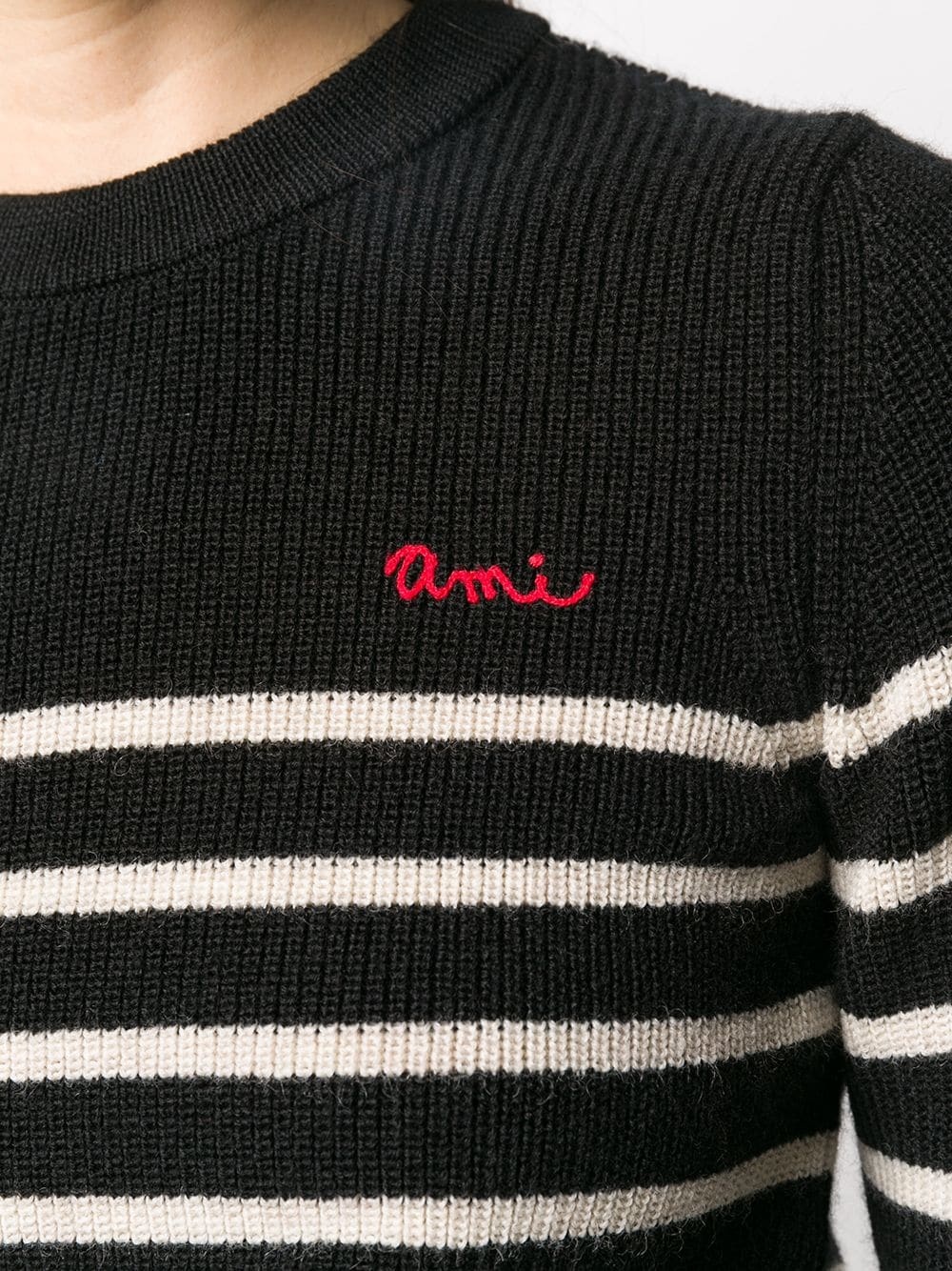 logo-embroidered striped jumper - 5